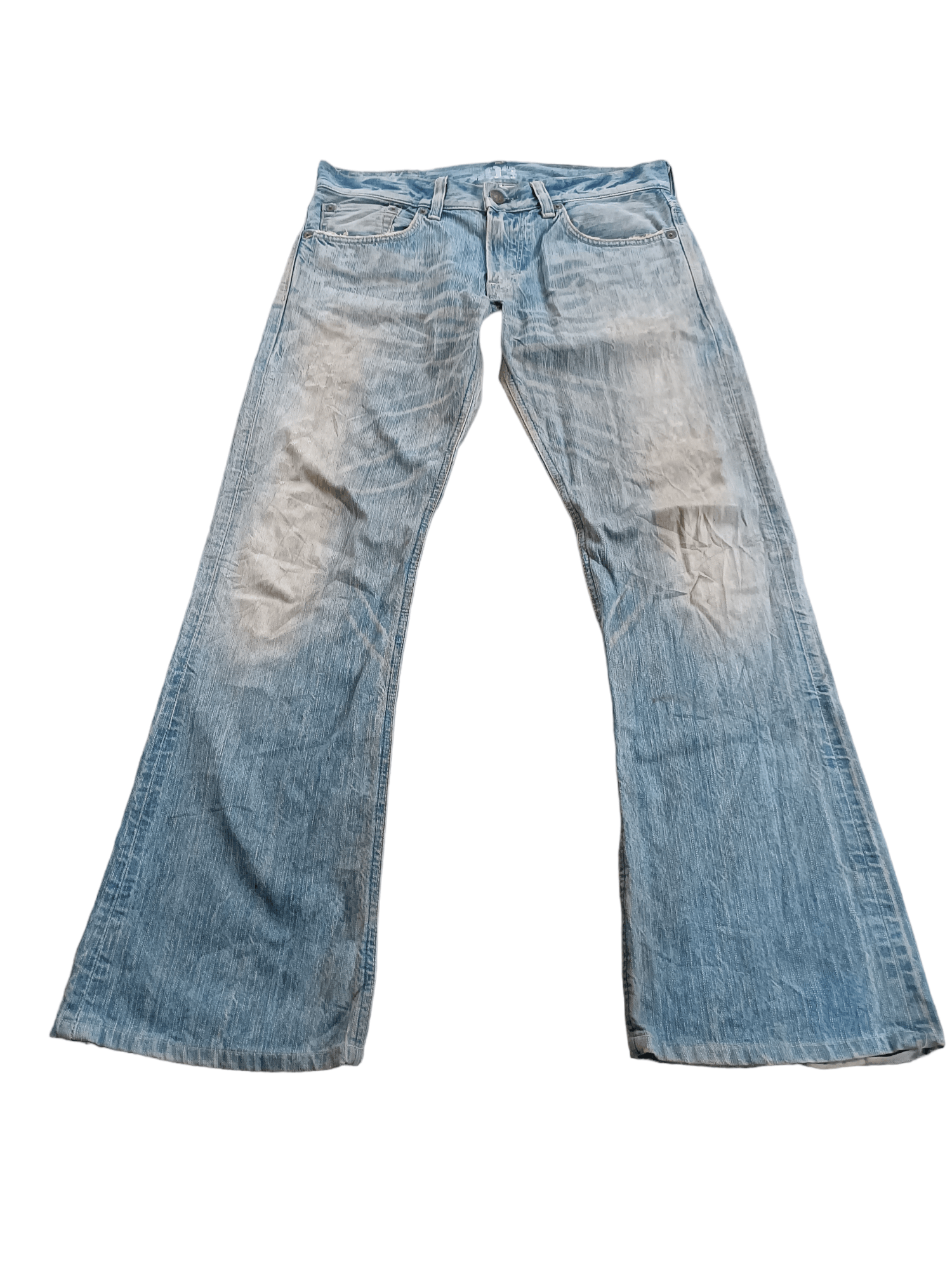 image of Vintage Edwin Blue Trip 503 Distress Flare Jeans, Men's (Size 32)