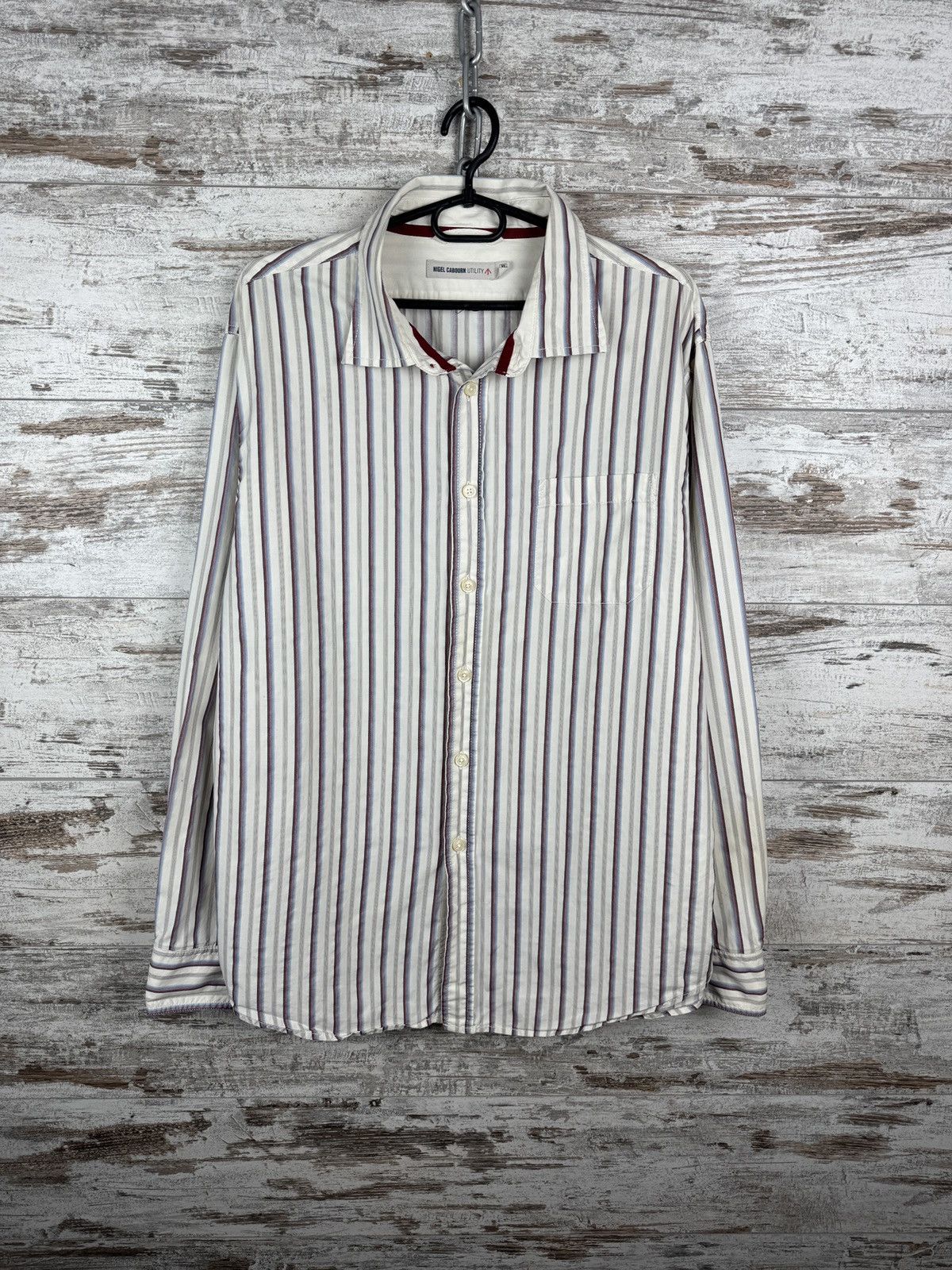 Nigel Cabourn Mens Vintage NIGEL CABOURN UTILITY shirts button up striped Size US XL / EU 56 / 4 - 1 Thumbnail