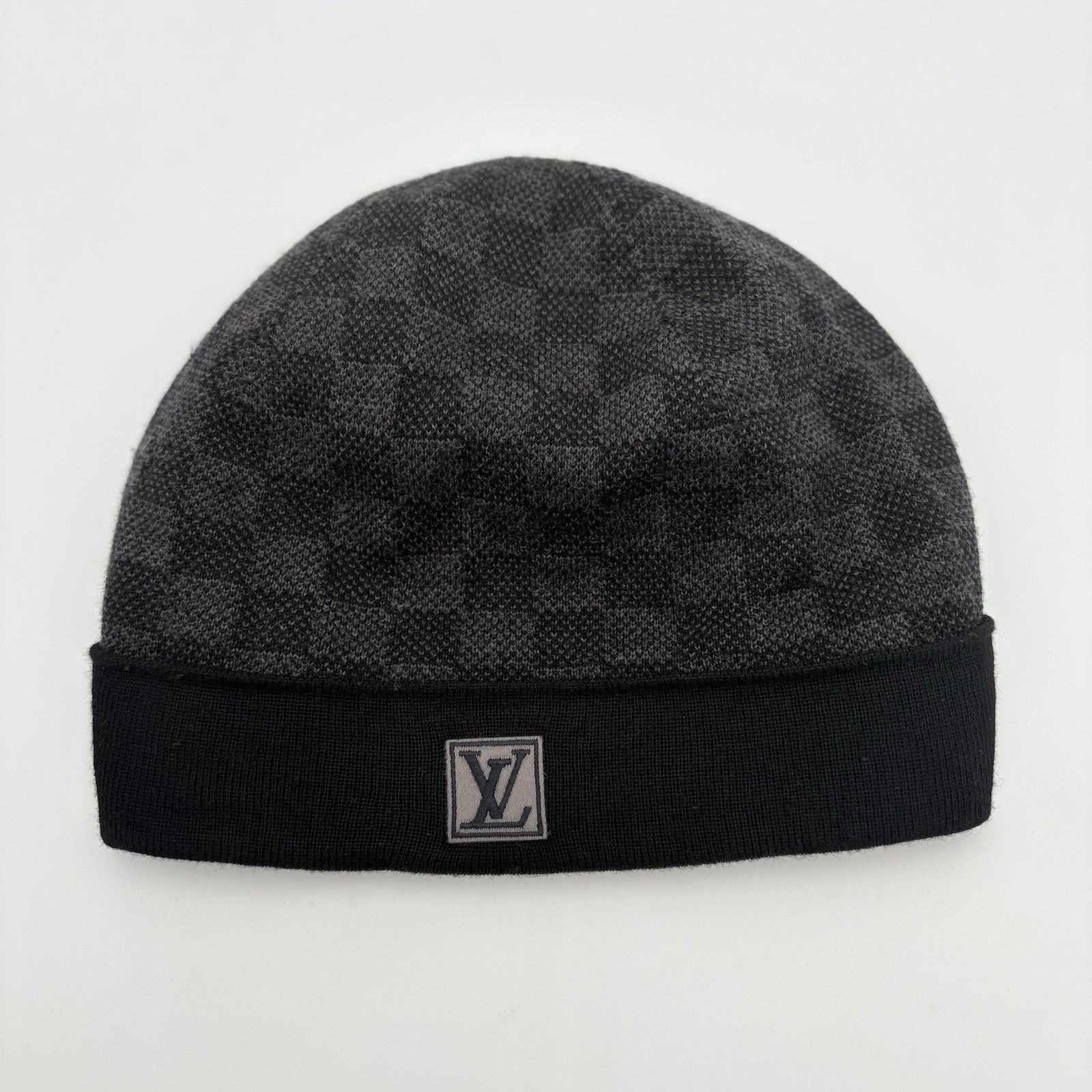 Louis Vuitton Louis Vuitton Wool Petit Damier Graphite Beanie ' Black Grey Size ONE SIZE - 1 Thumbnail