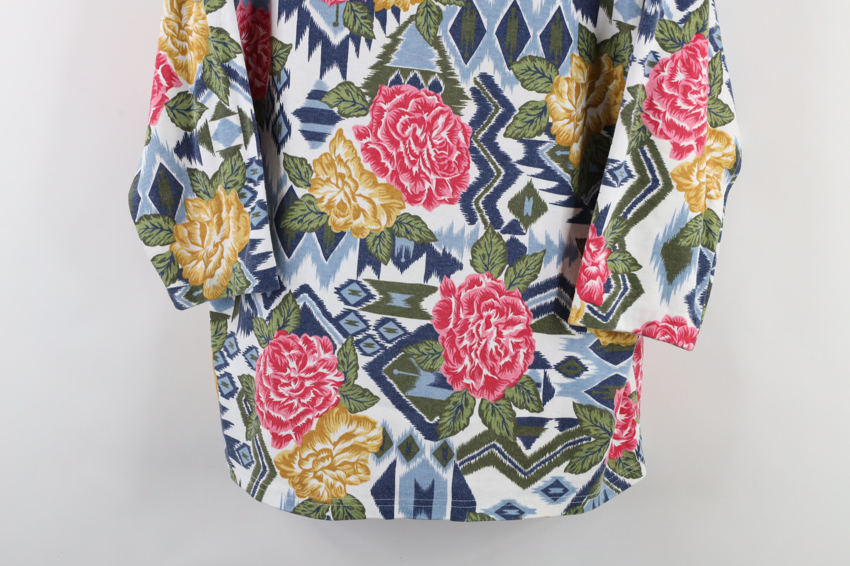 Vintage Vintage 90s Streetwear 3/4 Sleeve Flower Floral T-Shirt USA Size L / US 10 / IT 46 - 3 Thumbnail