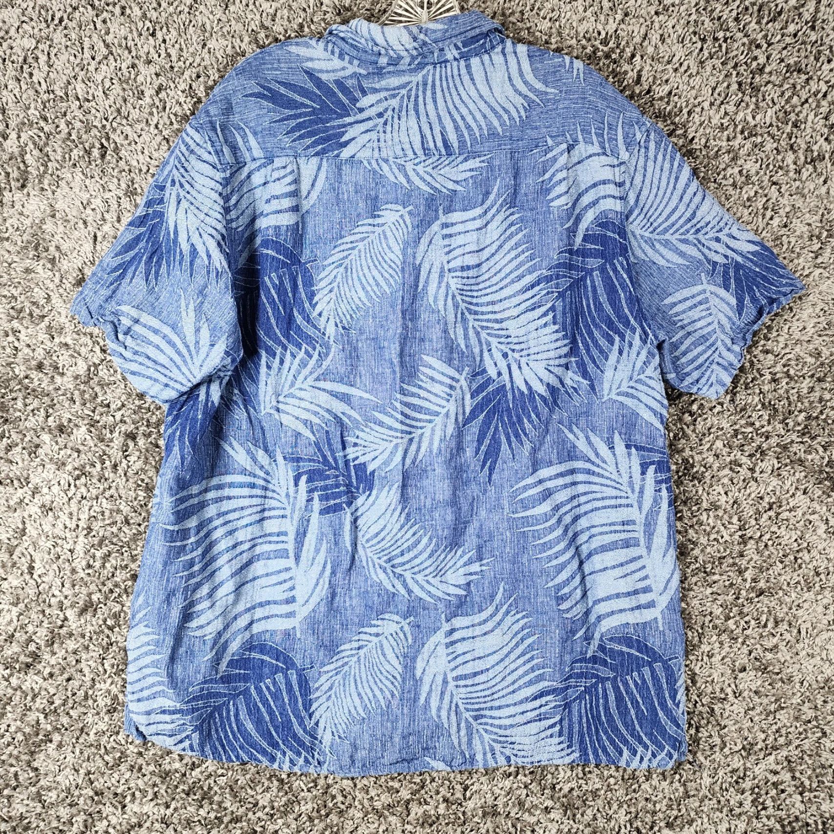 Tasso Elba VINTAGE Tasso Elba Men's Short Sleeve Shirt 2XL Blue Floral 55% Silk Button-Up Men Size US 39 - 5 Thumbnail