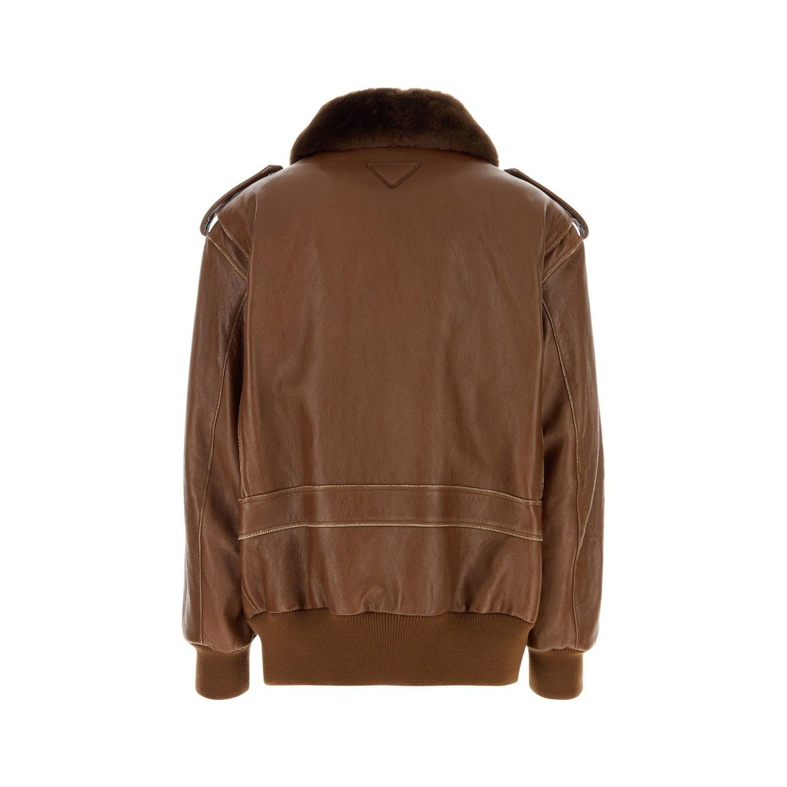 Prada PRADA Brown Leather Jacket New & Authentic (Women's size:IT Size S / US 4 / IT 40 - 2 Thumbnail