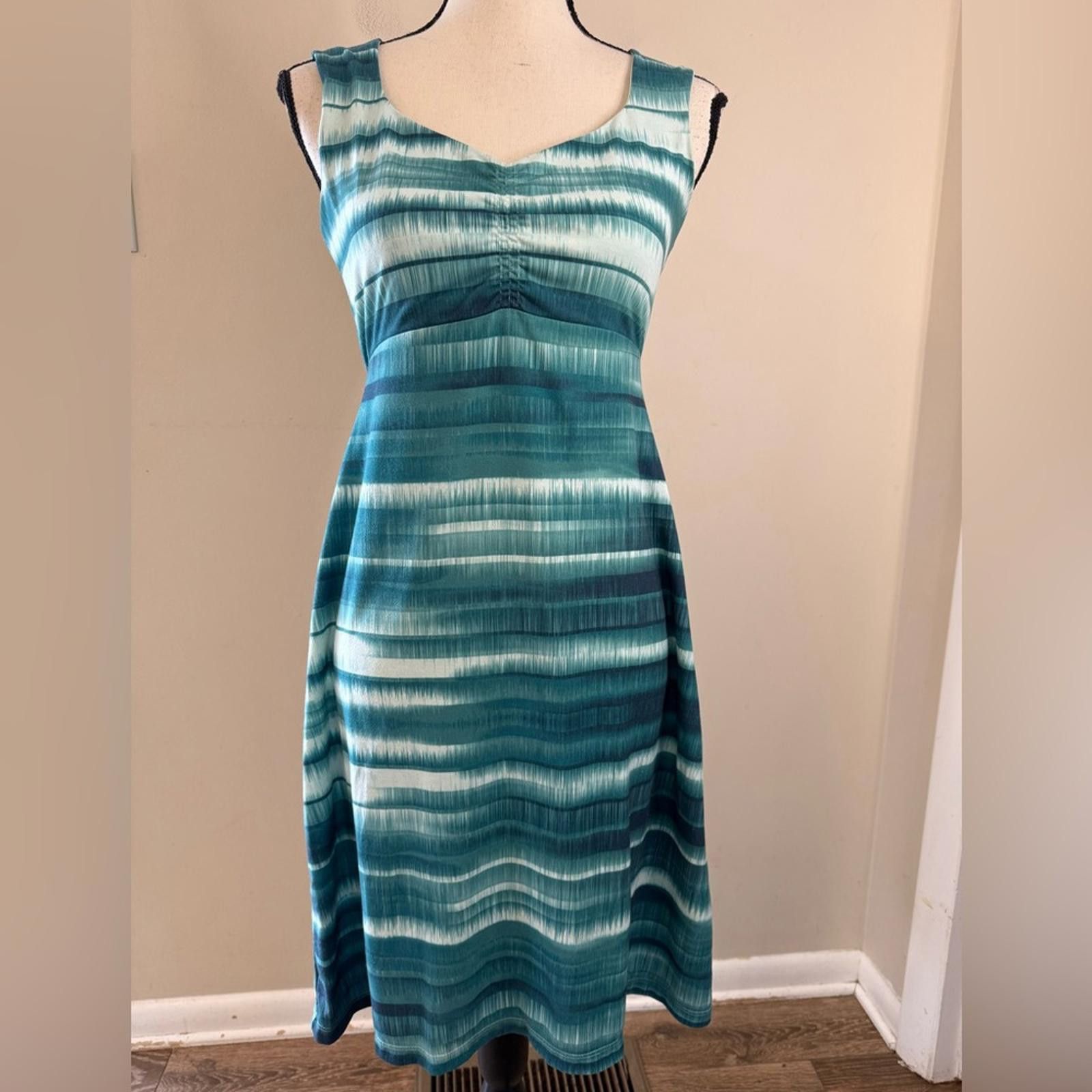 Prana Prana tie dyed stripe sleeveless midi dress green white XS Size XS / US 0-2 / IT 36-38 - 1 Thumbnail