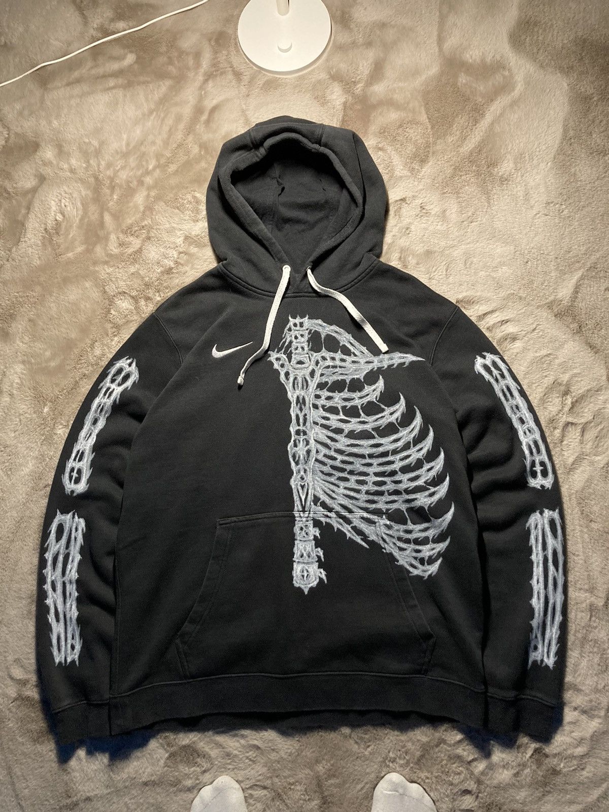 ☠️nike skeleton skull custom rare vintage hoodie tattoo baggy