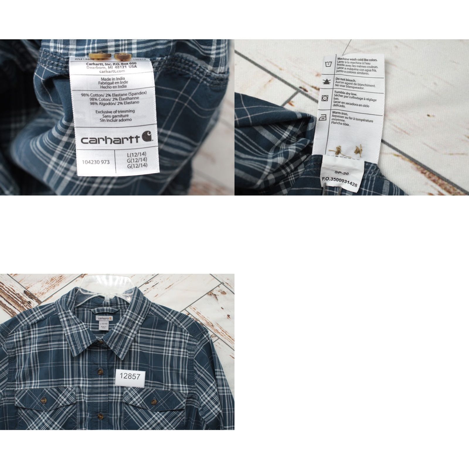 Carhartt VINTAGE Carhartt Shirt Women’s Large Blue Plaid Fairview Roll Tab Sleeve Button Up Work Size L / US 10 / IT 46 - 8 Thumbnail
