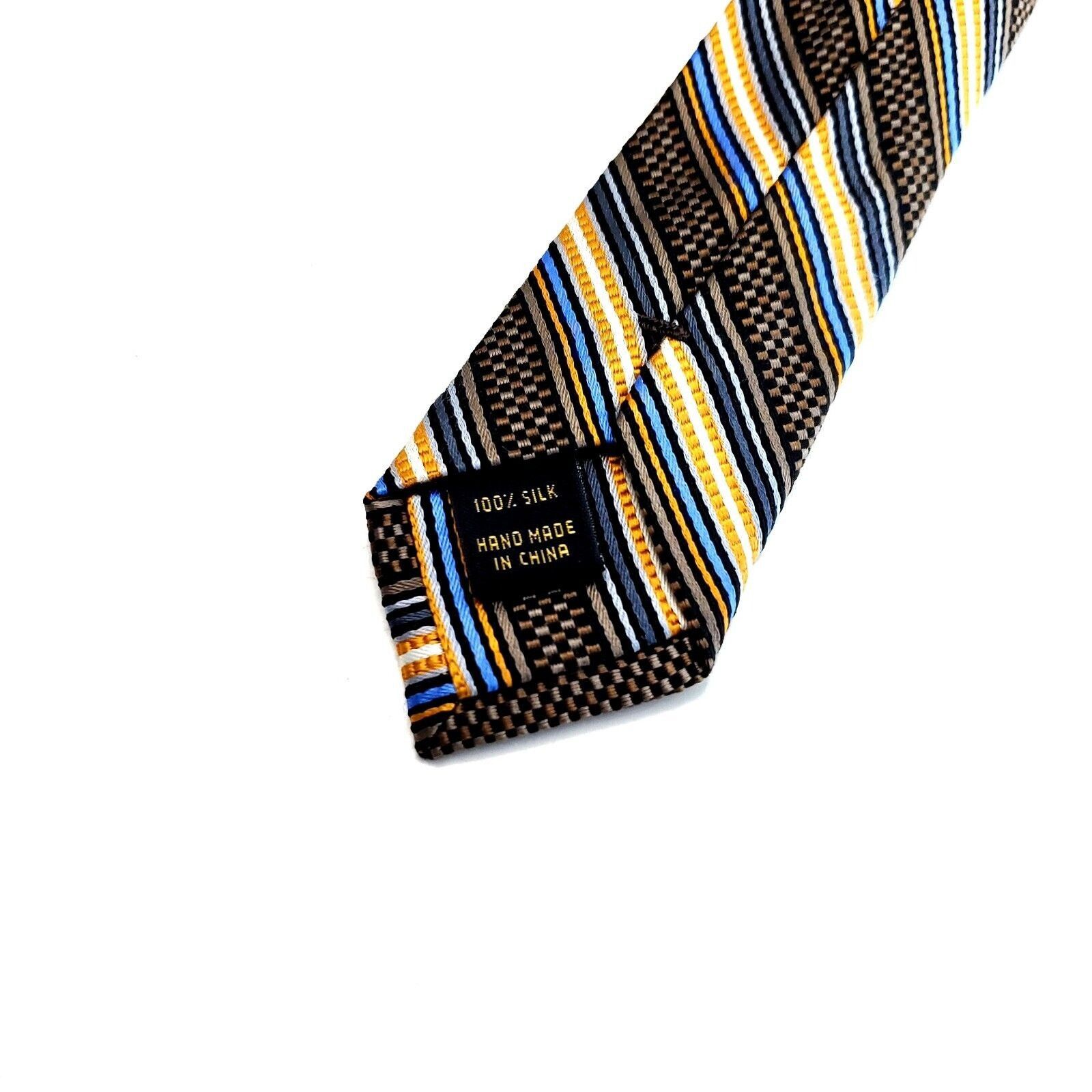 Jos. A. Bank Jos A Bank Signature Gold Striped Brown Orange Blue Woven Si Size ONE SIZE - 4 Thumbnail