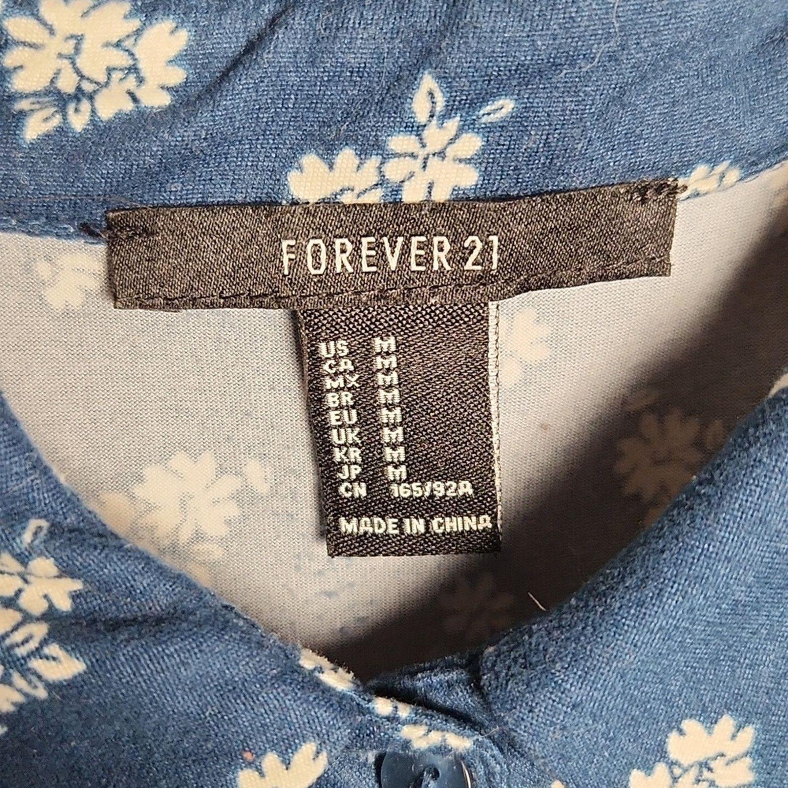 Forever 21 Forever 21 Blue Floral Button Down Dress – Women’s Size M Size M / US 6-8 / IT 42-44 - 2 Thumbnail