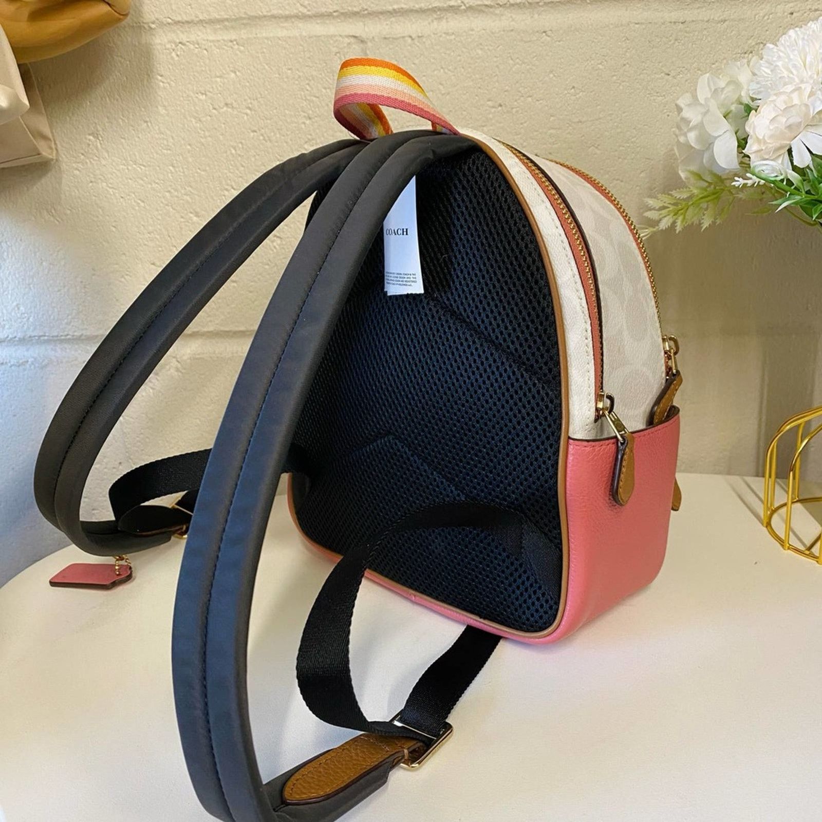 Coach Coach C8257 Mini Court Backpack In Sig Canvas In Chalk/Taffy Size ONE SIZE - 5 Thumbnail