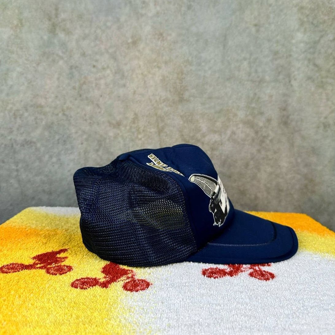 NASA × Vintage Vintage 80s Nasa Trucker Hat Mesh Back Snap Back Navy Blue Size ONE SIZE - 4 Thumbnail
