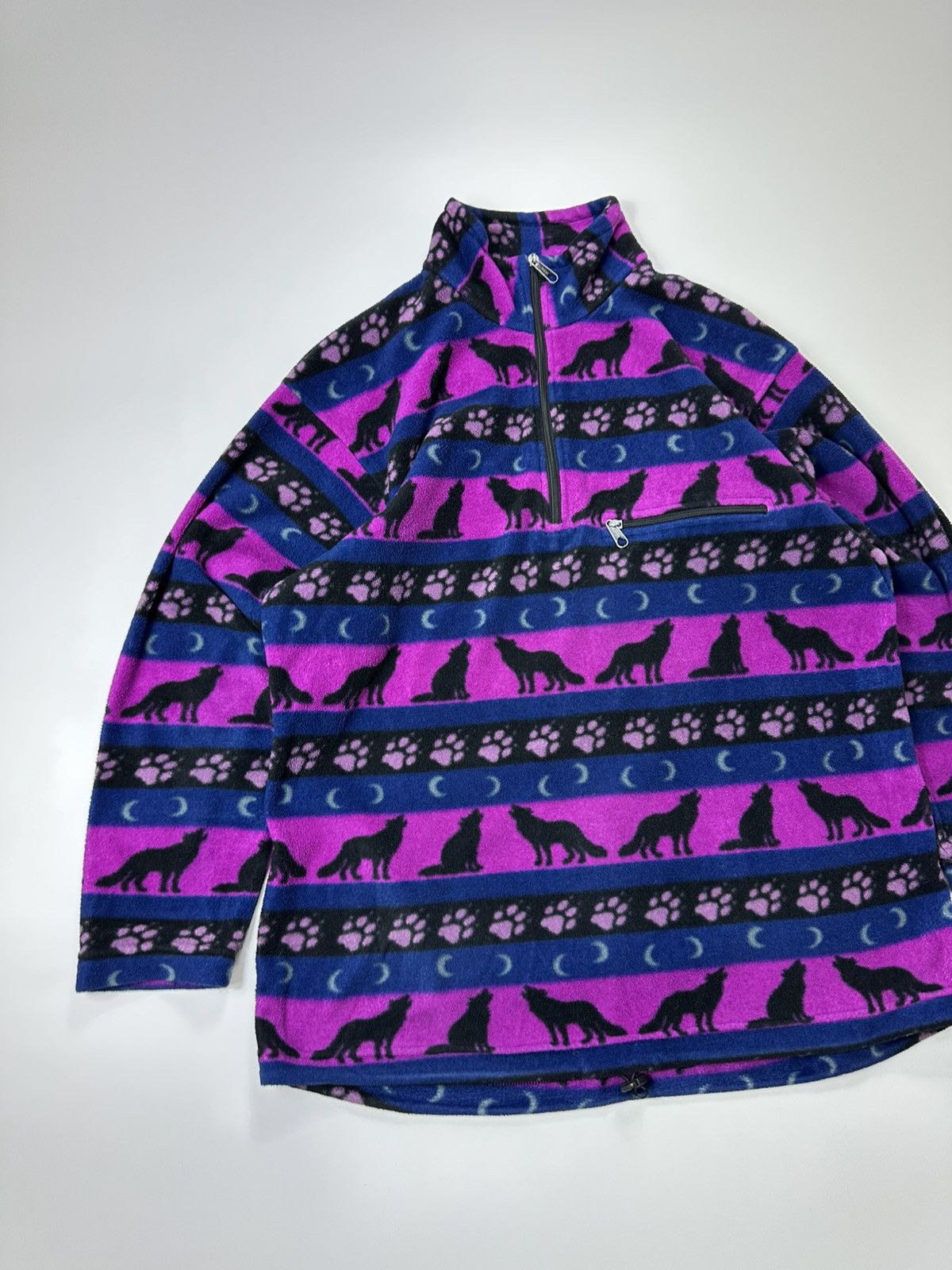 Jack Wolfskin 90's Jack Wolfskin Fleece Half-Zip Jacket Wolf Monogram Size US L / EU 52-54 / 3 - 5 Thumbnail