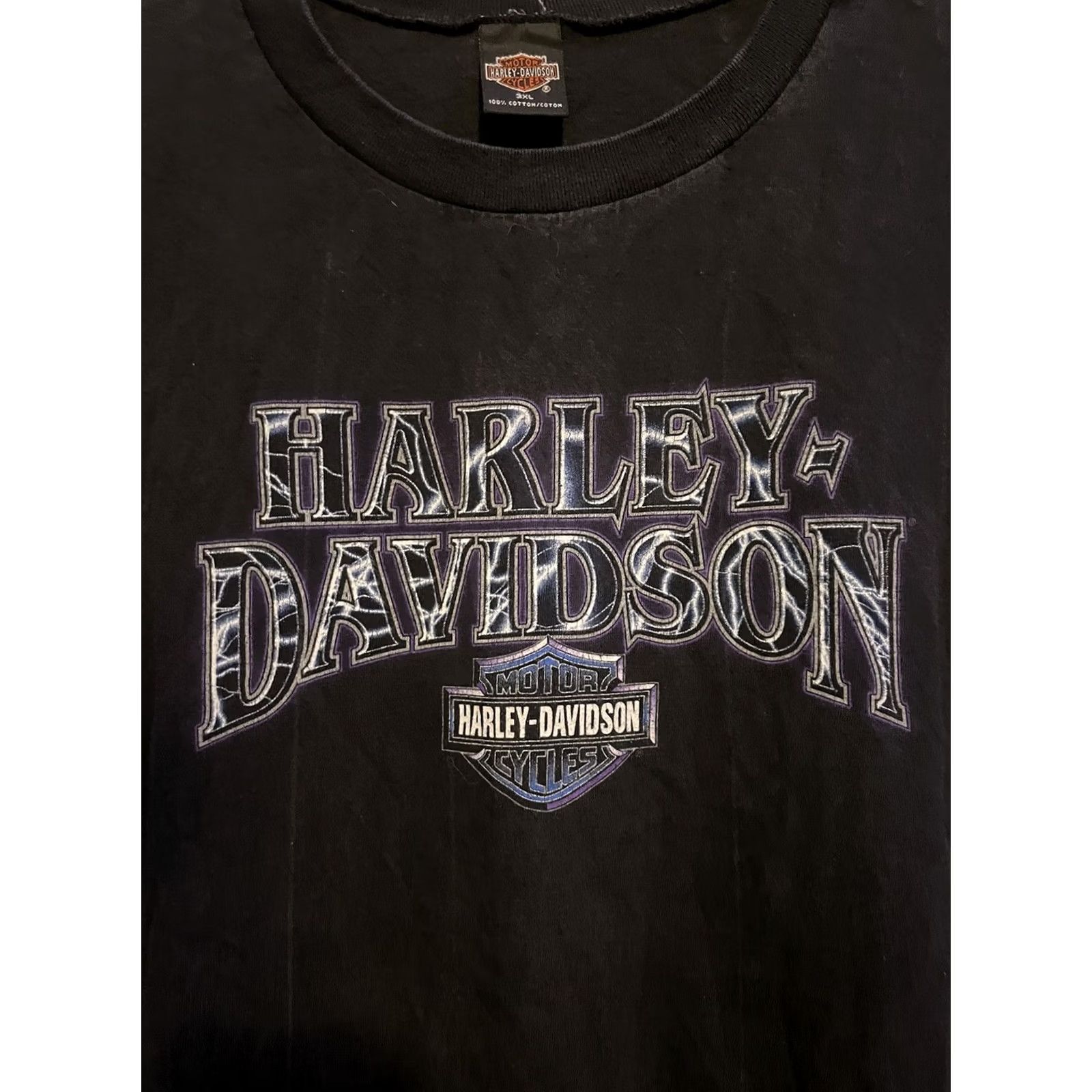 Harley Davidson VINTAGE Harley-Davidson Shirt 3XL Black Blue Thunder Lightening Tank Top Unisex 1990s Grunge Shirt Mens Womens Size US XXL / EU 58 / 5 - 2 Thumbnail