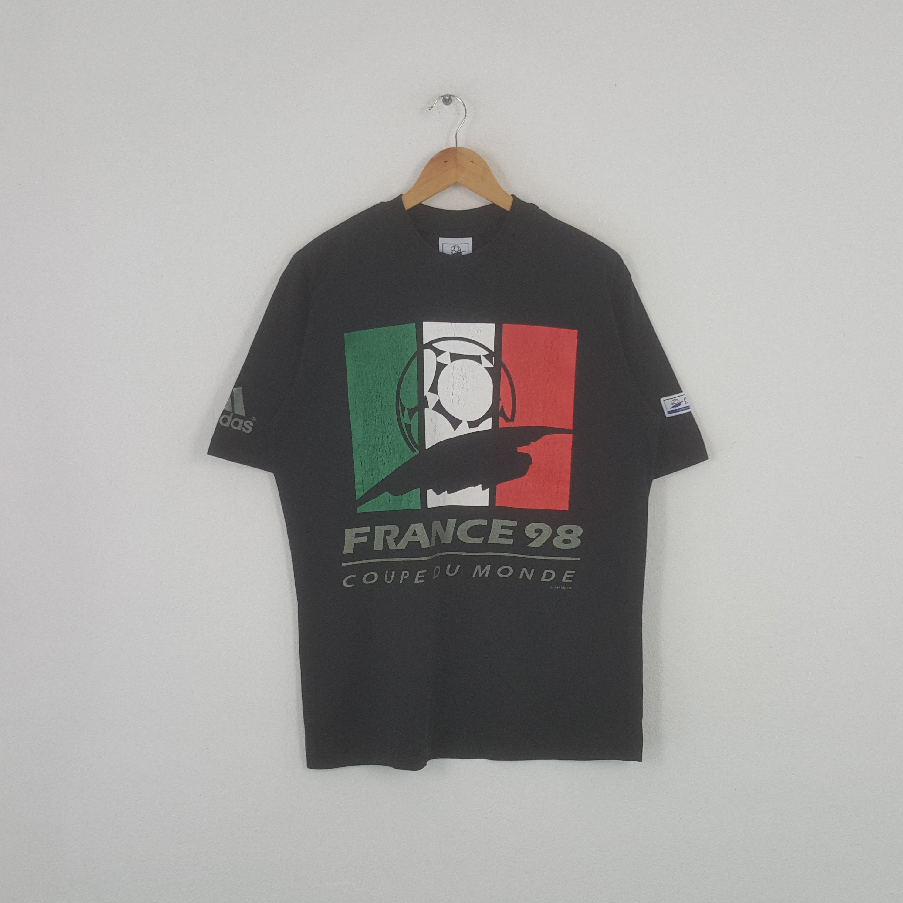Vintage Adidas France 98 Football World Cup Soccer Tshirt
