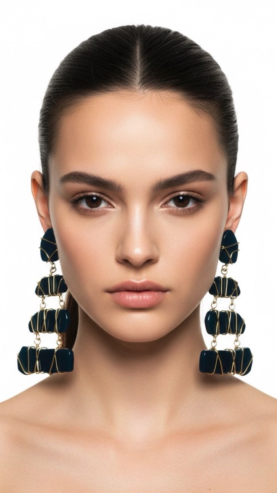 Tom Ford Tom Ford Wired Plexiglass Chandelier Earrings In Black Gold Size ONE SIZE - 1 Thumbnail