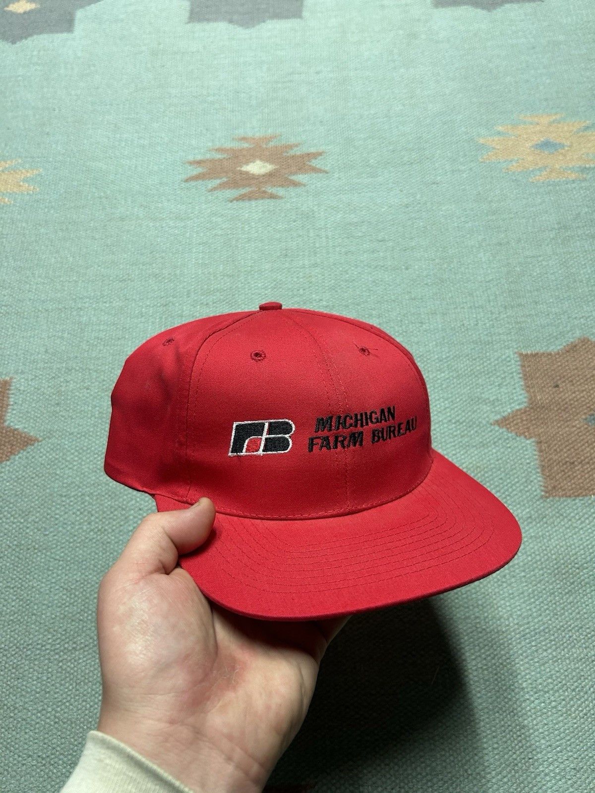 Vintage Vintage SnapBack hat Michigan farm bureau red embroidered Size ONE SIZE - 1 Thumbnail