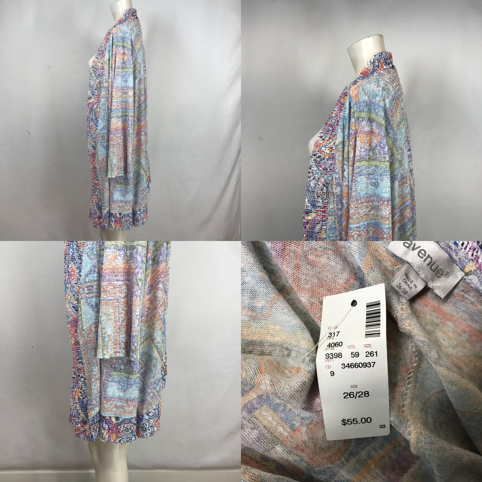 Avenue AVENUE Women's 26/28 Multicolor Open Front Long Sleeve Cardigan Sweater Size 4XL / US 24-26 - 8 Thumbnail