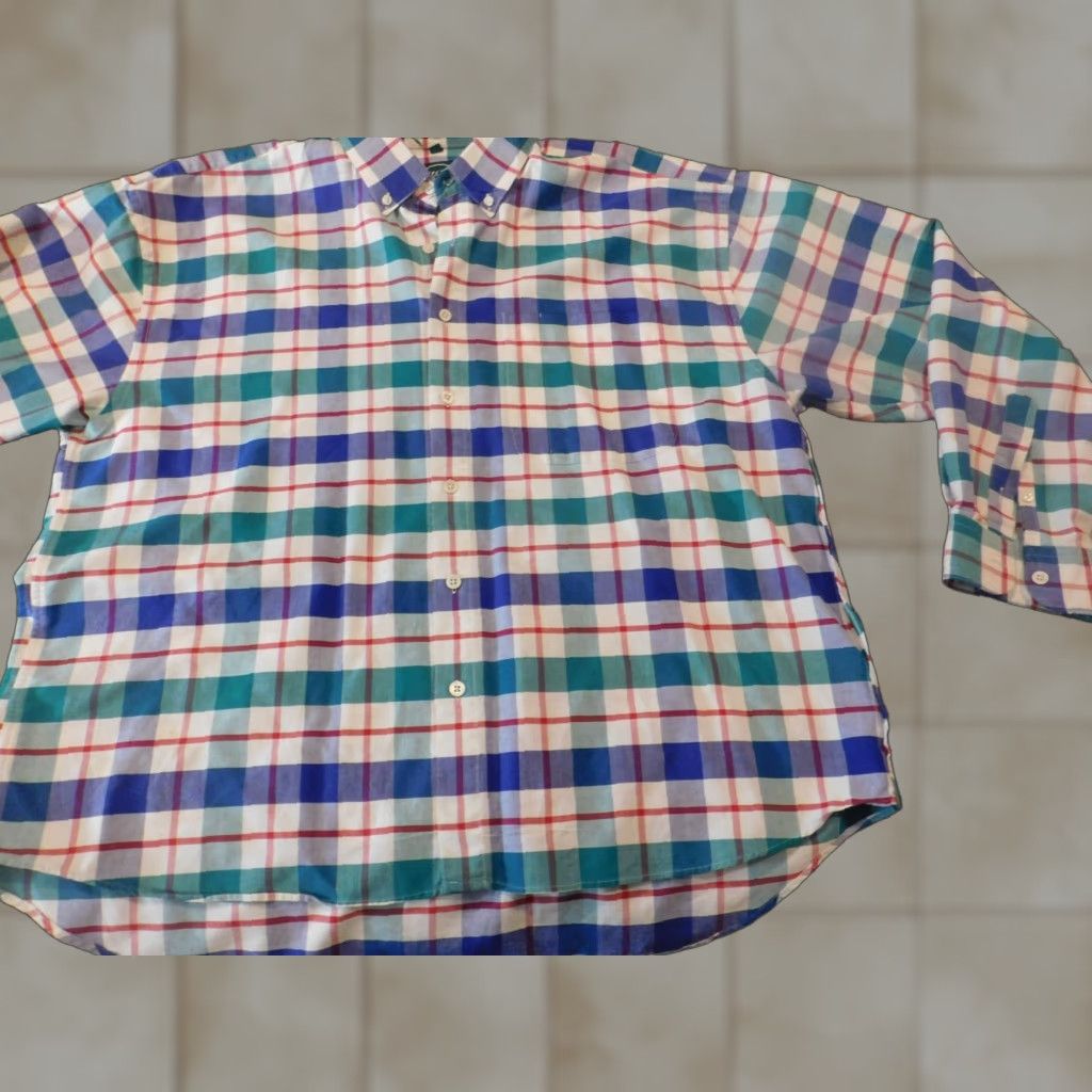 Izod IZOD Shirt XL Blue White Plaid Button-Down, Long Sleeve, Classic, Men's, Button Up, Collared, Regular Fit Size US XL / EU 56 / 4 - 1 Thumbnail