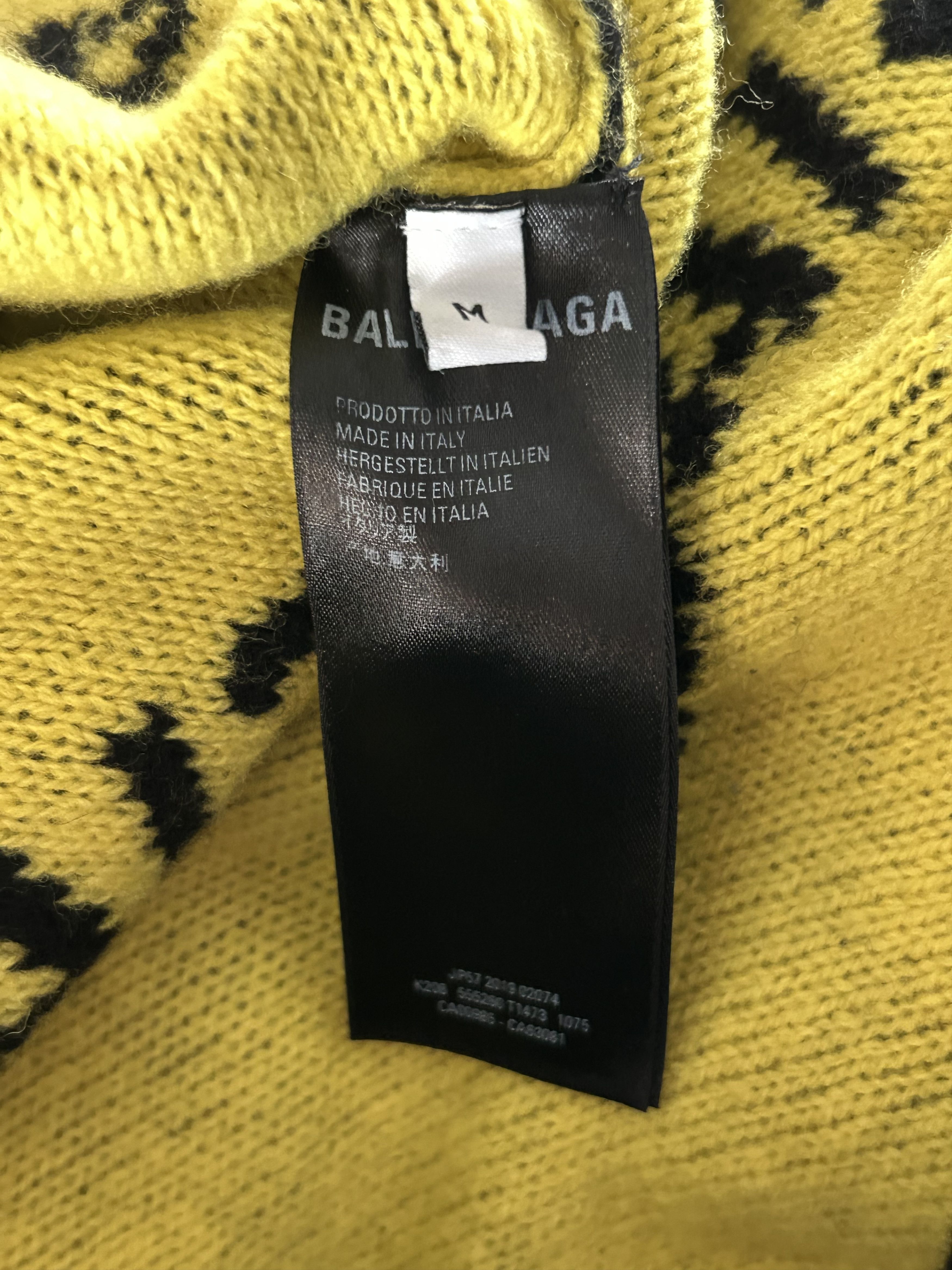 Balenciaga Balenciaga Black & Yellow All Over Logo Cardigan Size US L / EU 52-54 / 3 - 4 Thumbnail