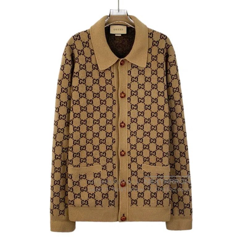 Gucci Gucci Brown logo jacquart full print wool lapel single-bre Size US XL / EU 56 / 4 - 1 Thumbnail