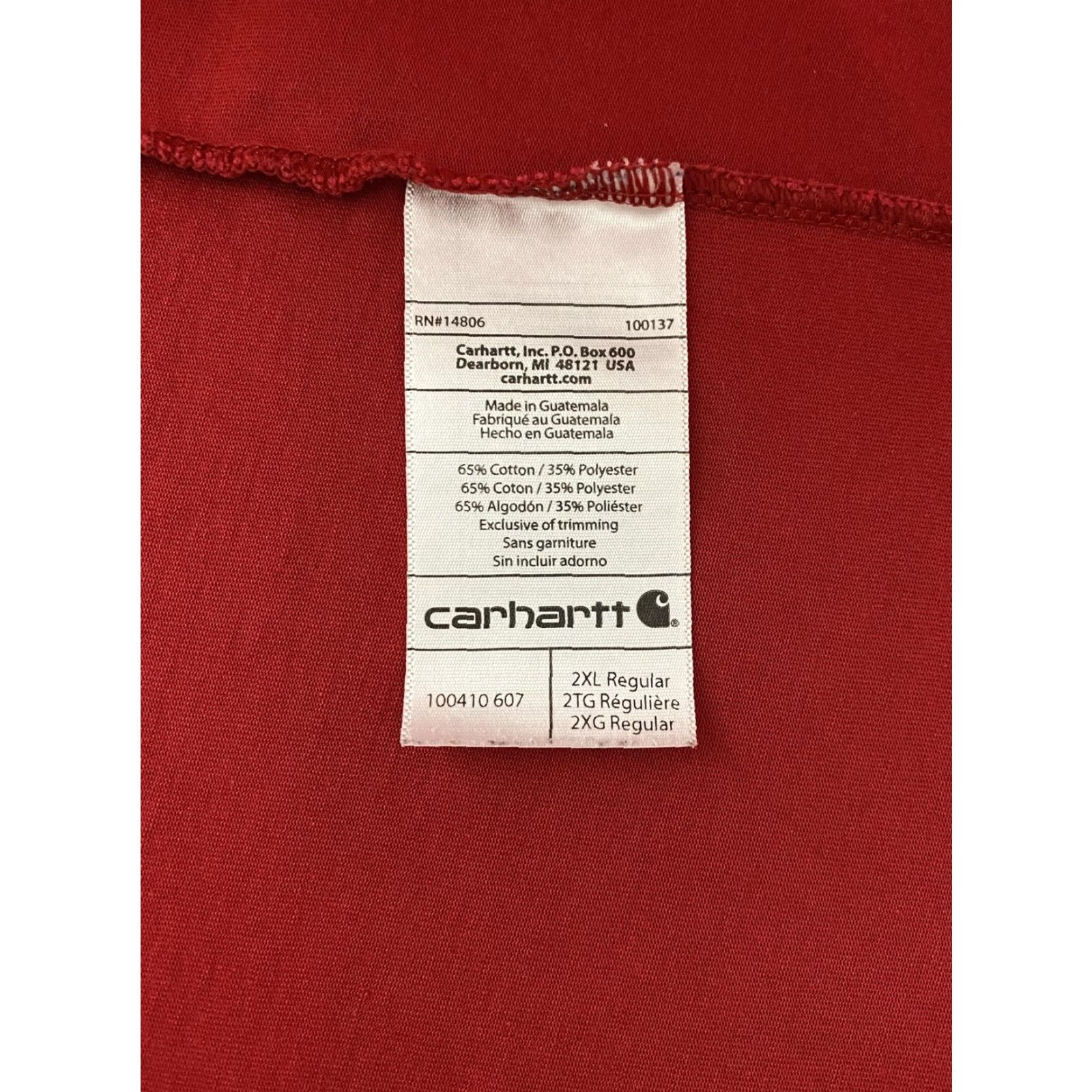 Carhartt Carhartt Shirt Mens 2XL Red Pocket Workwear Short Sleeve Logo Cotton Blend Size US XXL / EU 58 / 5 - 5 Thumbnail
