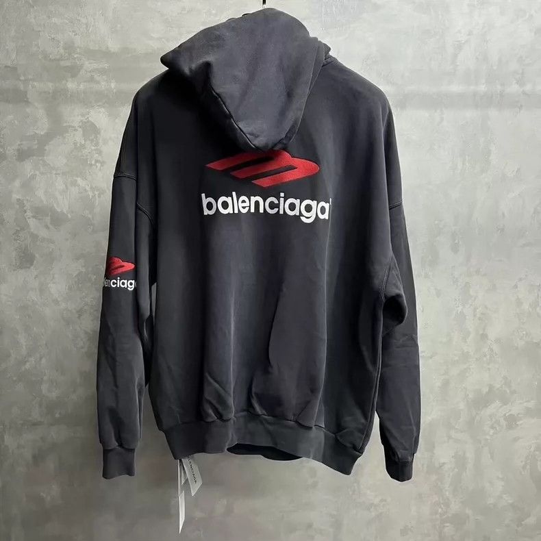 Balenciaga Balenciaga Black monogrammed printed hooded slouchy sweats Size US M / EU 48-50 / 2 - 2 Thumbnail