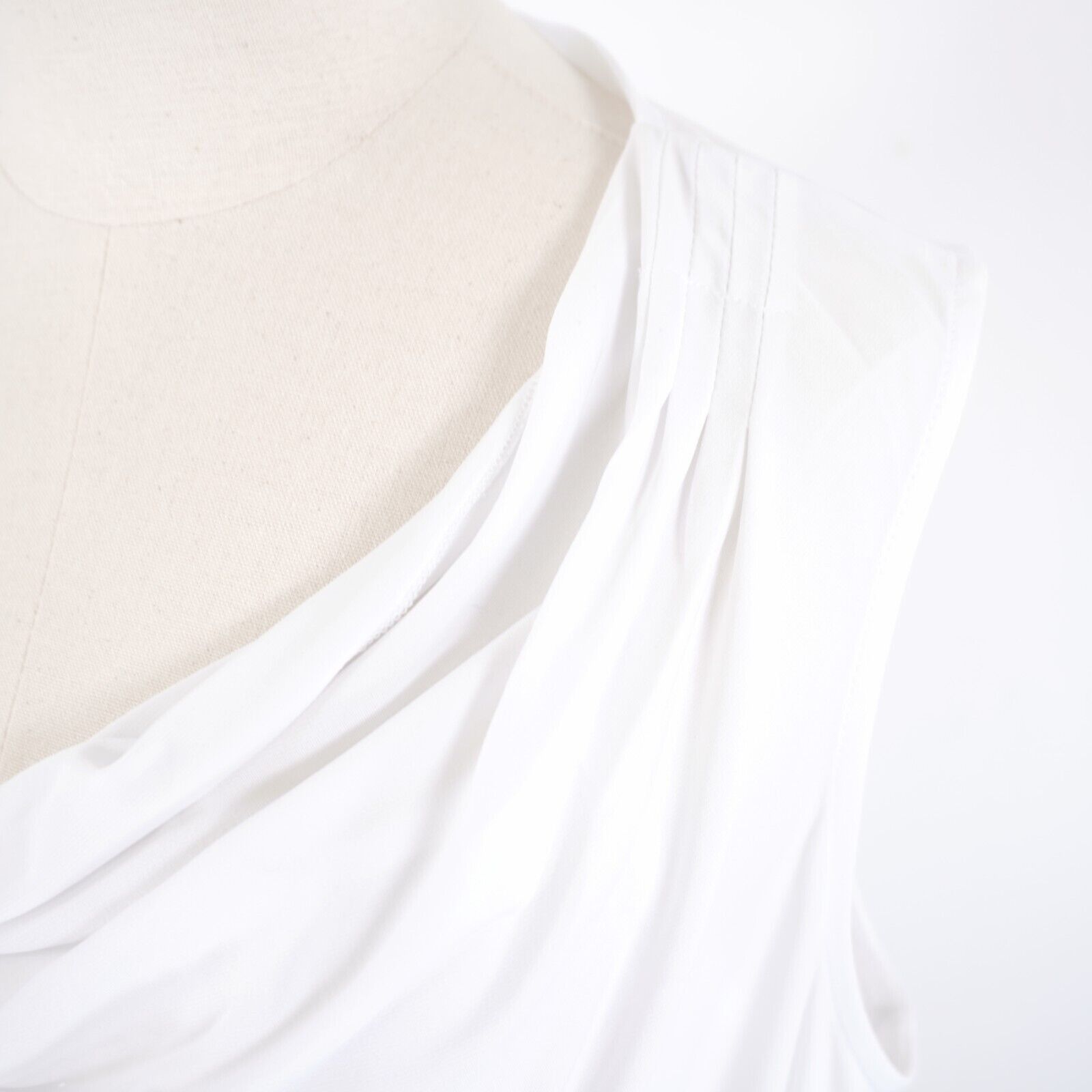 Designer Rafaella White XL Ruffle Neck Blouse Structured Chest Sleeve Size XL / US 12-14 / IT 48-50 - 2 Thumbnail
