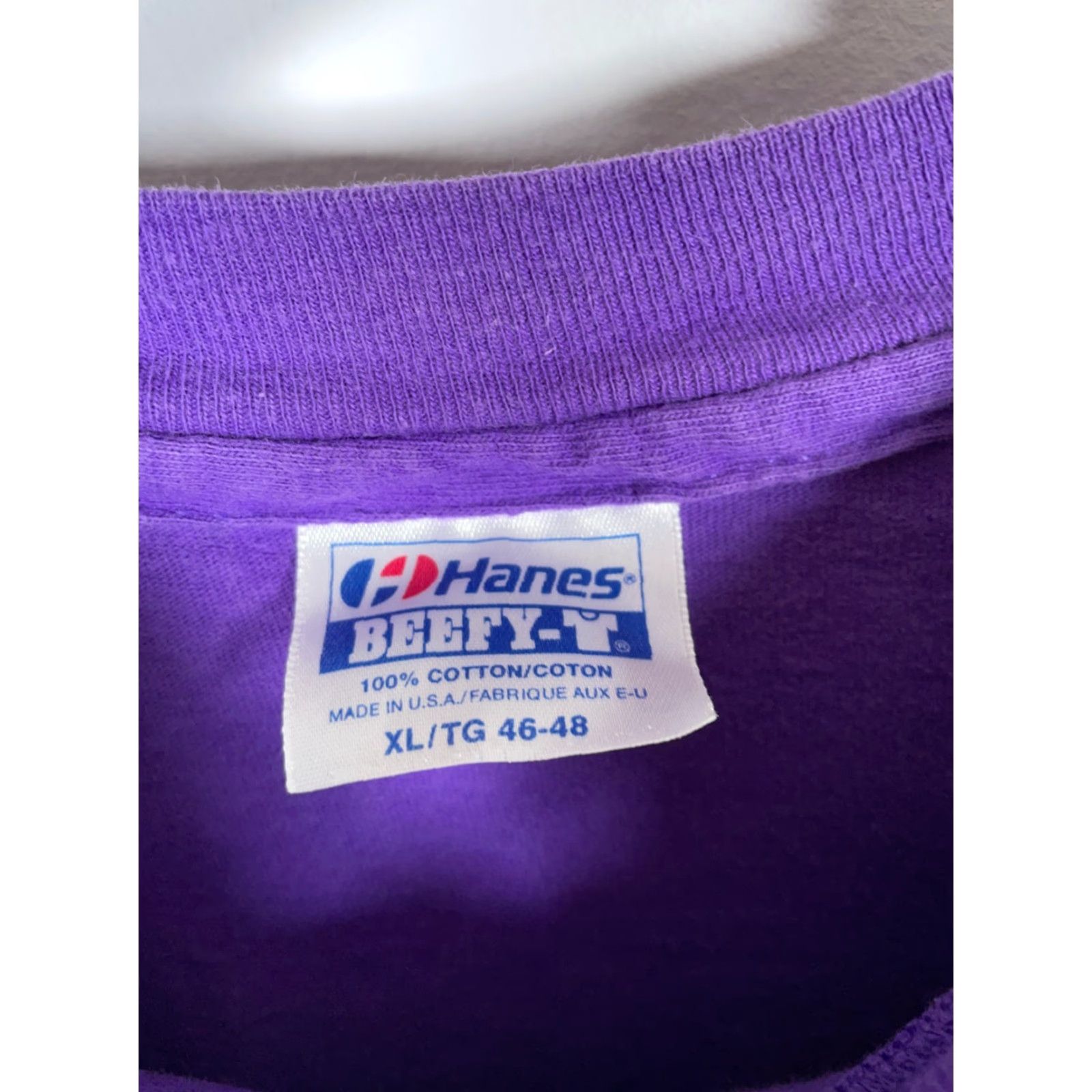 Hanes VINTAGE Hanes Beefy New Orleans T-Shirt Adult Large Purple Graphic Print Single Stitch 90s Mens Size US L / EU 52-54 / 3 - 3 Thumbnail