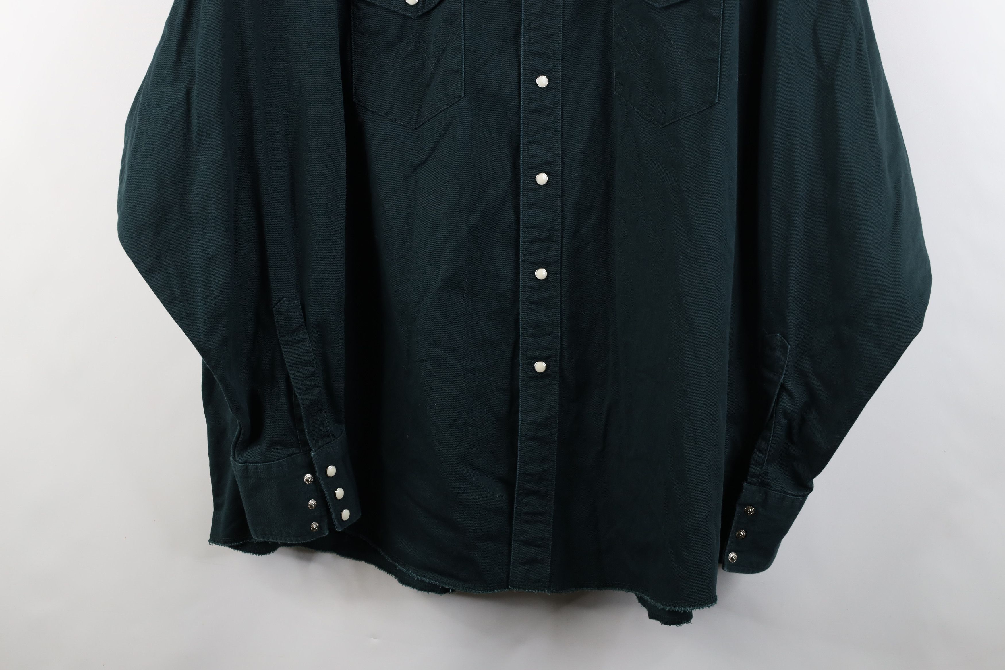 Vintage × Wrangler Vintage 90s Wrangler Heavyweight Button Shirt Dark Green Size US XXL / EU 58 / 5 - 3 Thumbnail