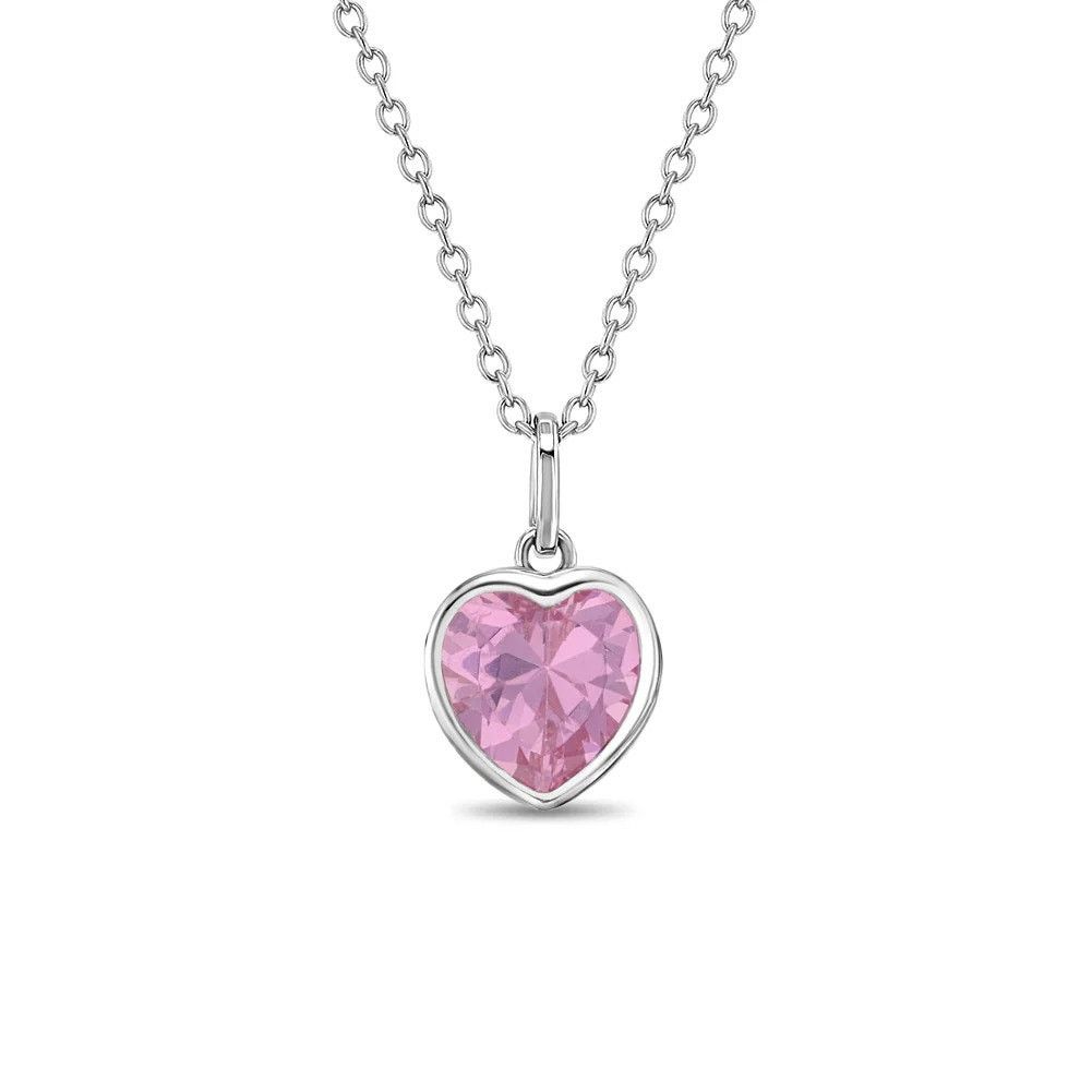 Other CZ Birthstone Heart Pendant/Necklace - Sterling Silver Size ONE SIZE - 1 Thumbnail