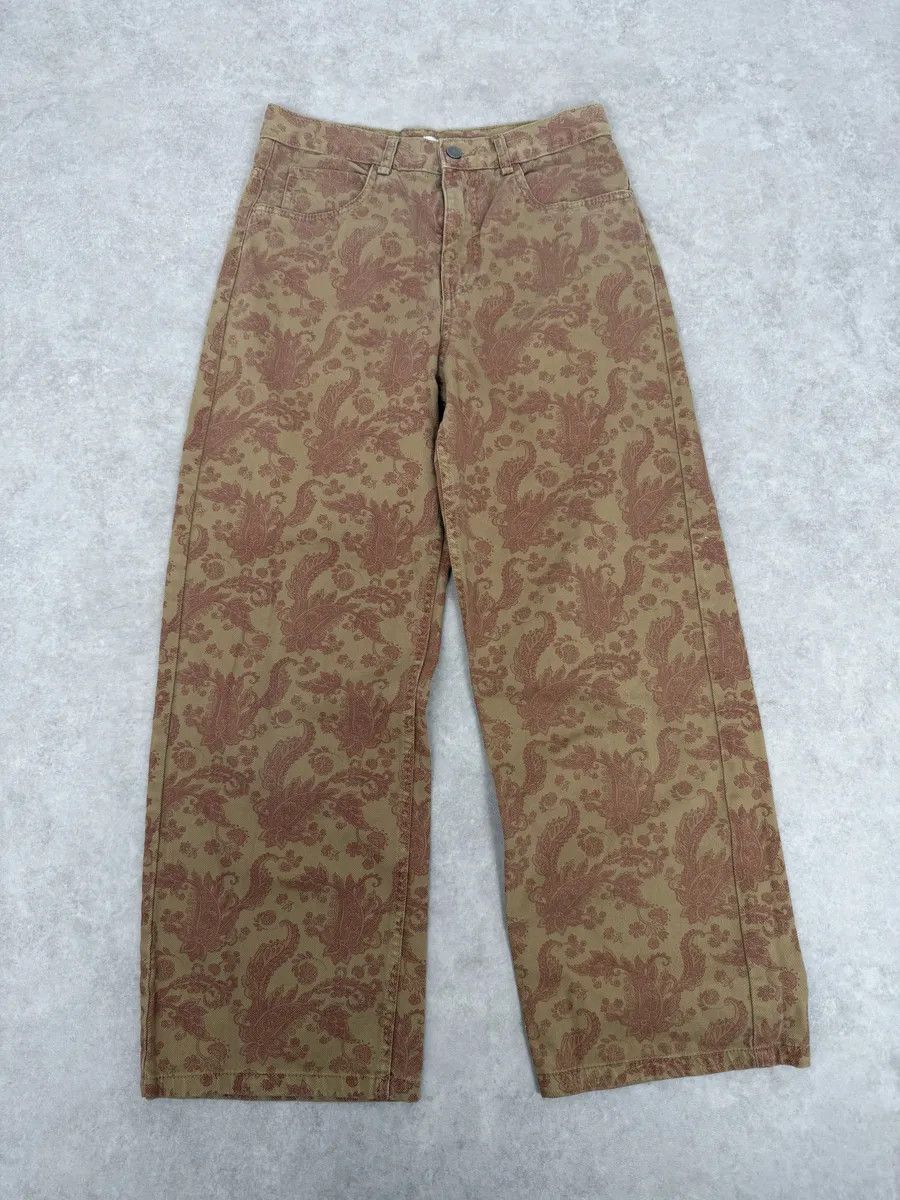 Dries Van Noten Dries Van Noten Beige Red Abstract Floral Pants Size US 30 / EU 46 - 1 Thumbnail