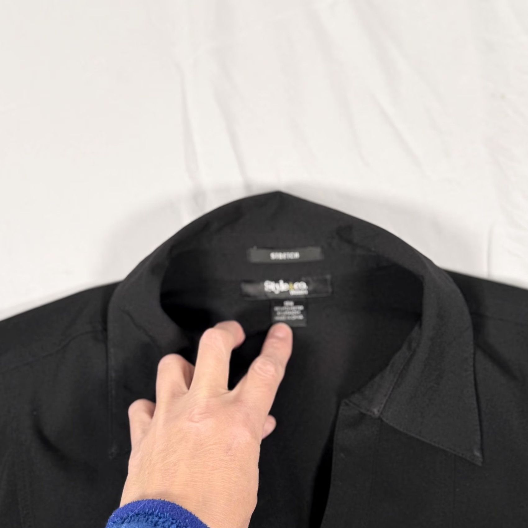 Style & Co Whimsygoth Blouse Style & Co 18W Black Stretch Button-Up 3/4 Sleeve Women's Plus Size Workwear Shirt Size XXL / US 16-18 / IT 52-54 - 3 Thumbnail