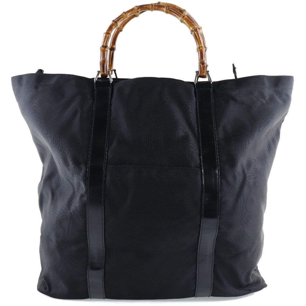 image of Gucci Nylon Bamboo Tote Bag in Black, Women's
