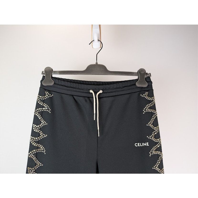 Celine o1rshd1 Logo-Print Studded Jersey Sweatpants in Black Size US 32 / EU 48 - 3 Thumbnail