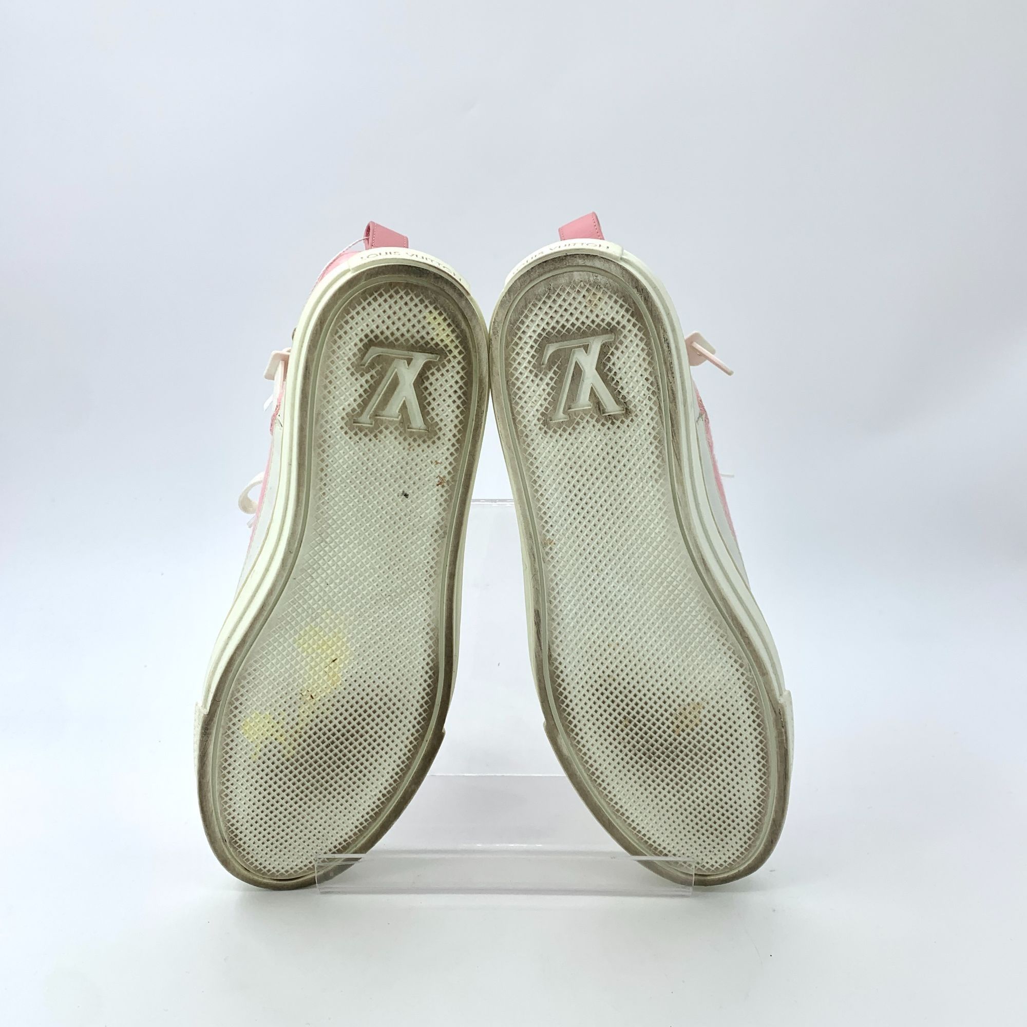 Louis Vuitton Louis Vuitton Pink Logo Monogram Lace-up High-Top Canvas Sne Size US 5.5 / IT 35.5 - 4 Thumbnail