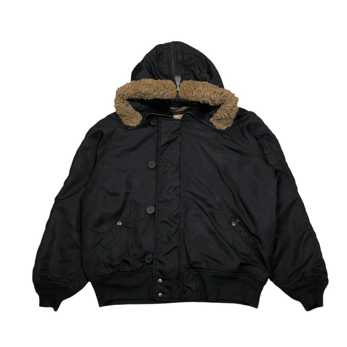 Avirex 🔥VINTAGE BOMBER JACKET AVIREX USA BIG LOGO MINK FUR HOODIE Size US L / EU 52-54 / 3 - 2 Thumbnail