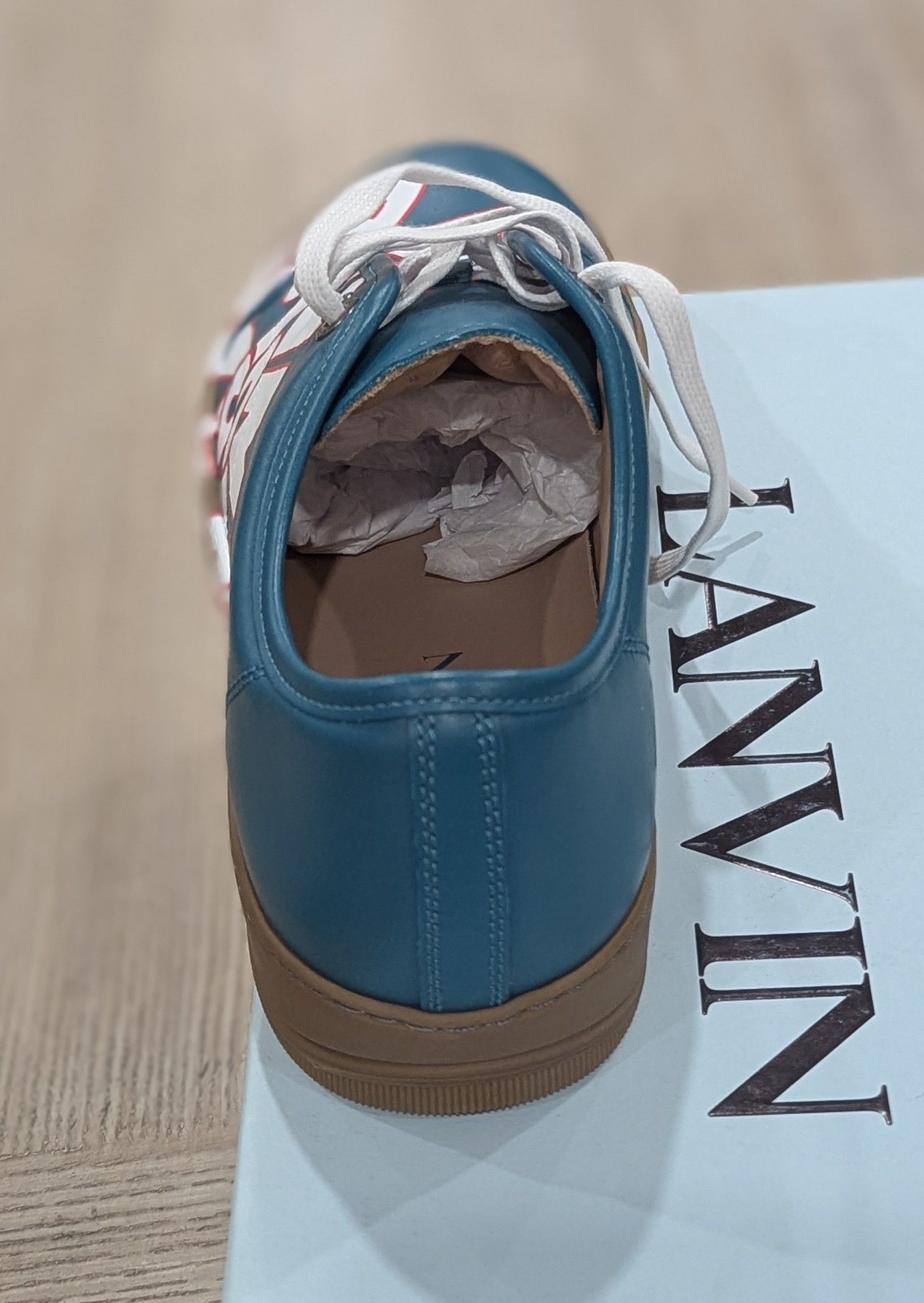 Lanvin Lanvin Leather Low-Top Sneakers Teal/White UK 9 US 10 Size US 10 / EU 43 - 4 Thumbnail