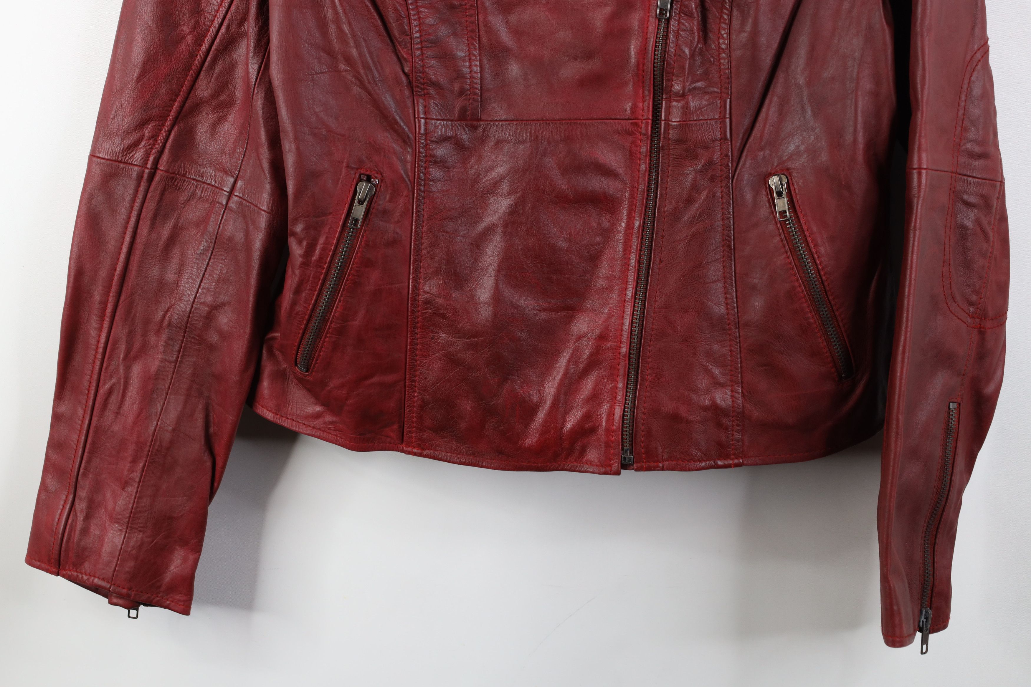 Vintage Vintage Streetwear Zip Leather Motorcycle Jacket Red Size L / US 10 / IT 46 - 3 Thumbnail