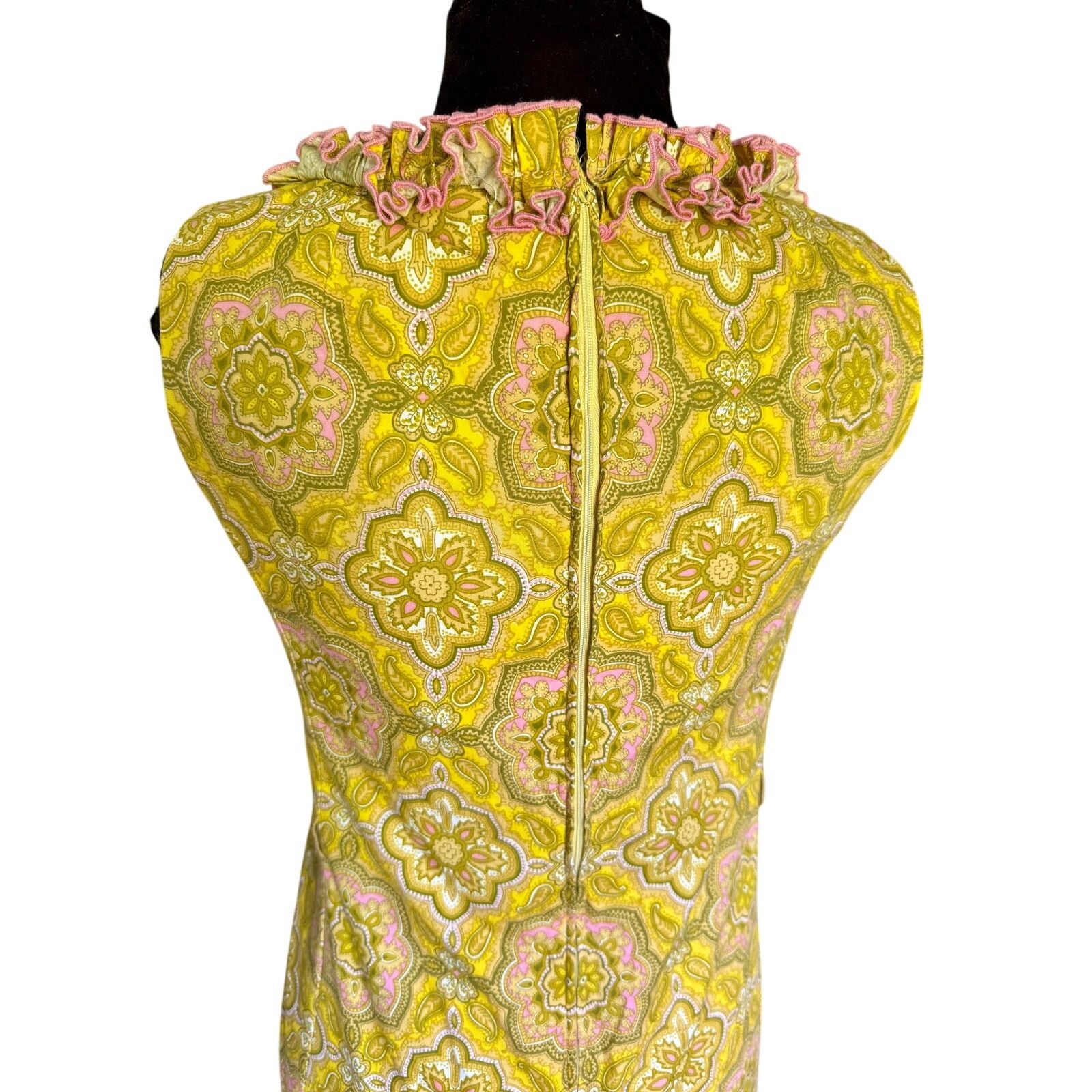 Vintage Vintage 60’s Yellow Ruffle Sleeveless Maxi Dress XS Small Size S / US 4 / IT 40 - 8 Thumbnail