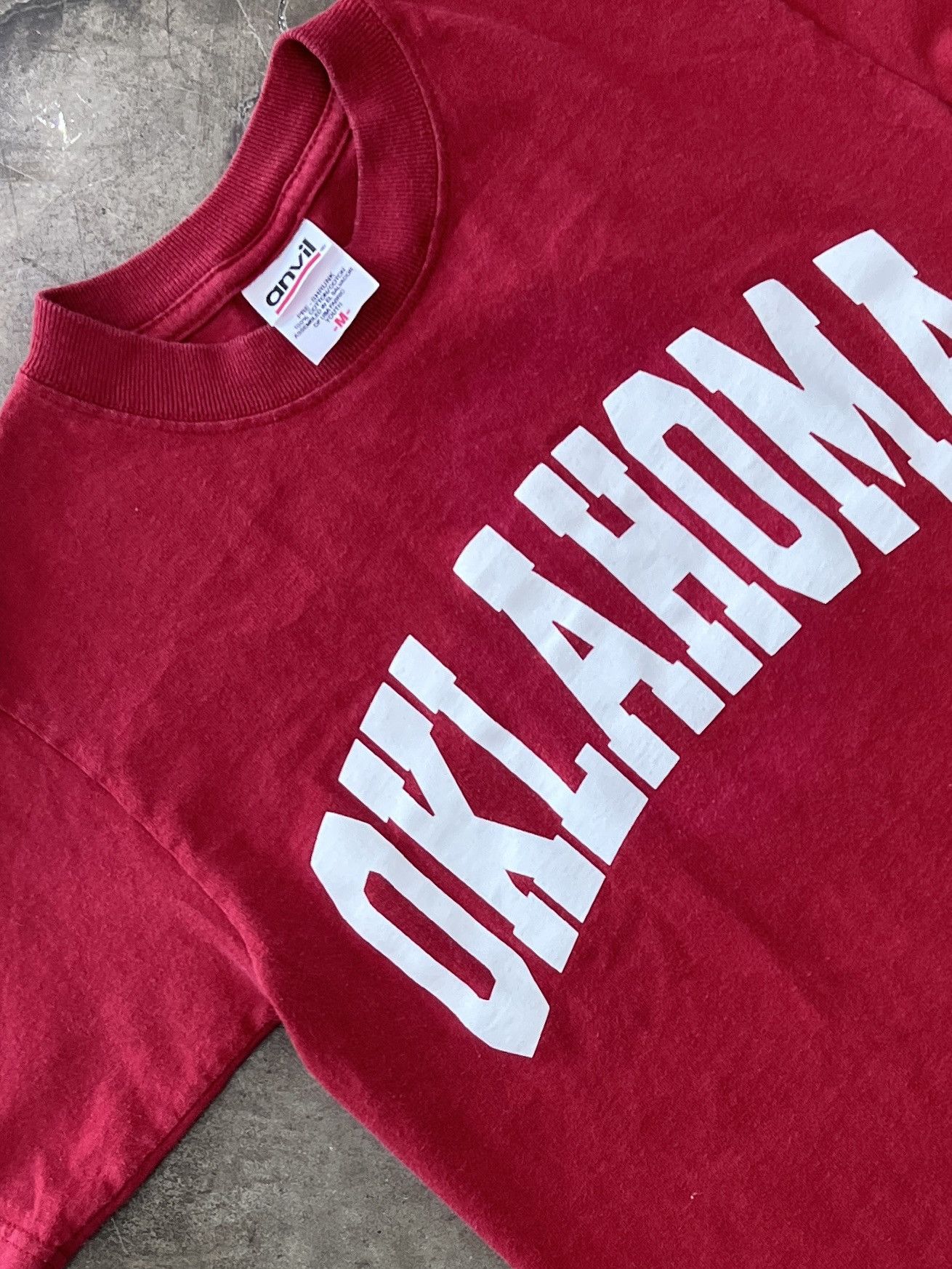 NCAA Vintage Oklahoma University Anvil Tee Youth Medium Size US XXS / EU 40 - 1 Thumbnail