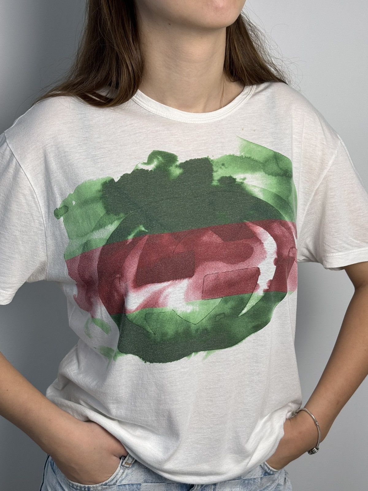 Gucci Gucci T-Shirt Luxury Brand Big Center Logo Y2K Size S / US 4 / IT 40 - 5 Thumbnail