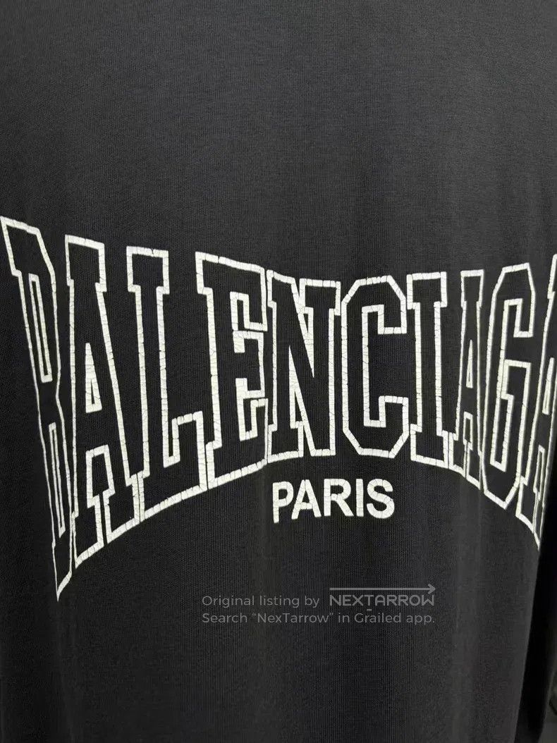 Balenciaga Balenciaga Water-washed black cracked pattern printed logo Size US S / EU 44-46 / 1 - 4 Thumbnail