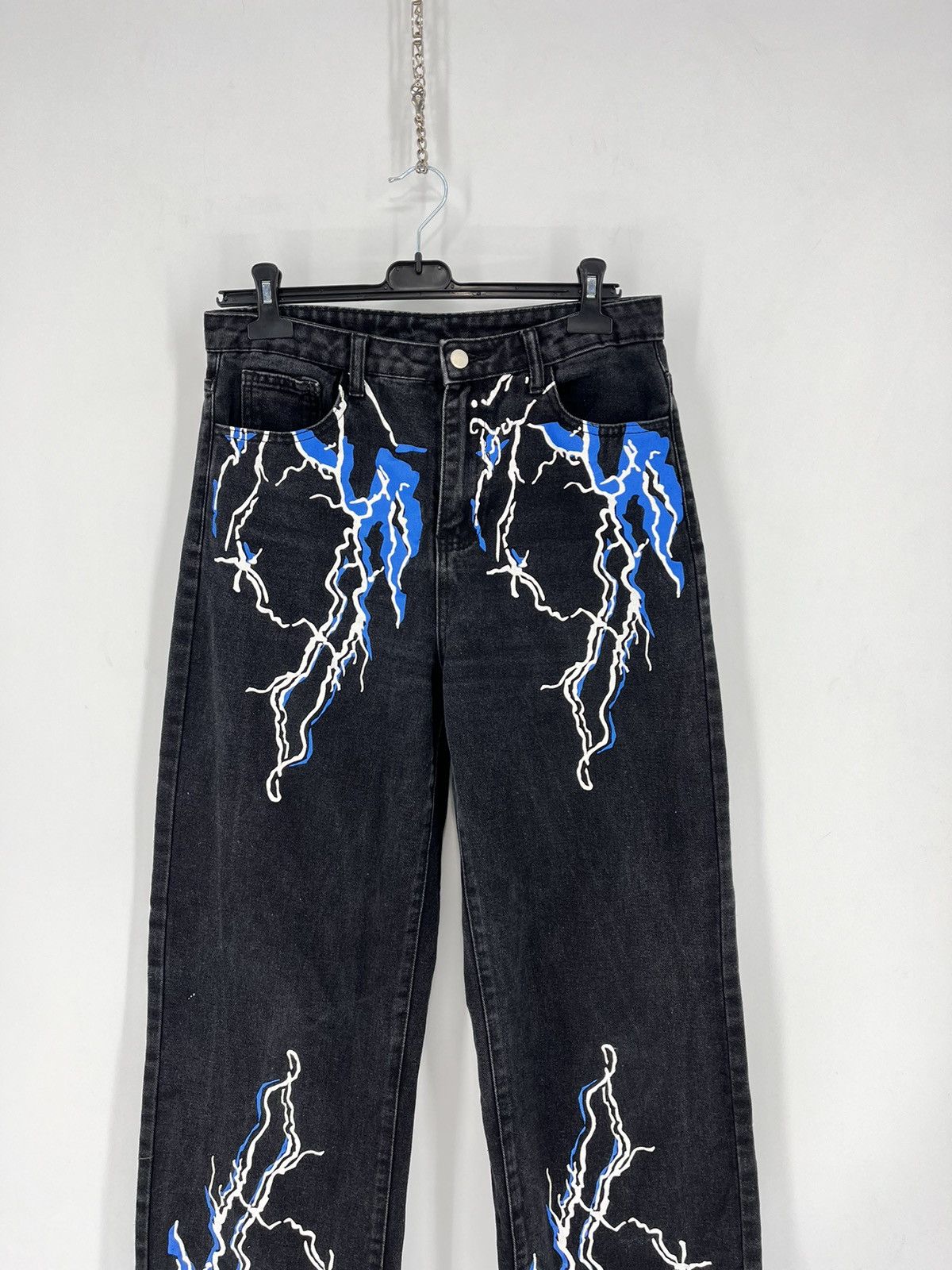 Vintage Vintage Lightning Print Tie Dye Men Straight Jeans Trousers Size US 30 / EU 46 - 2 Thumbnail