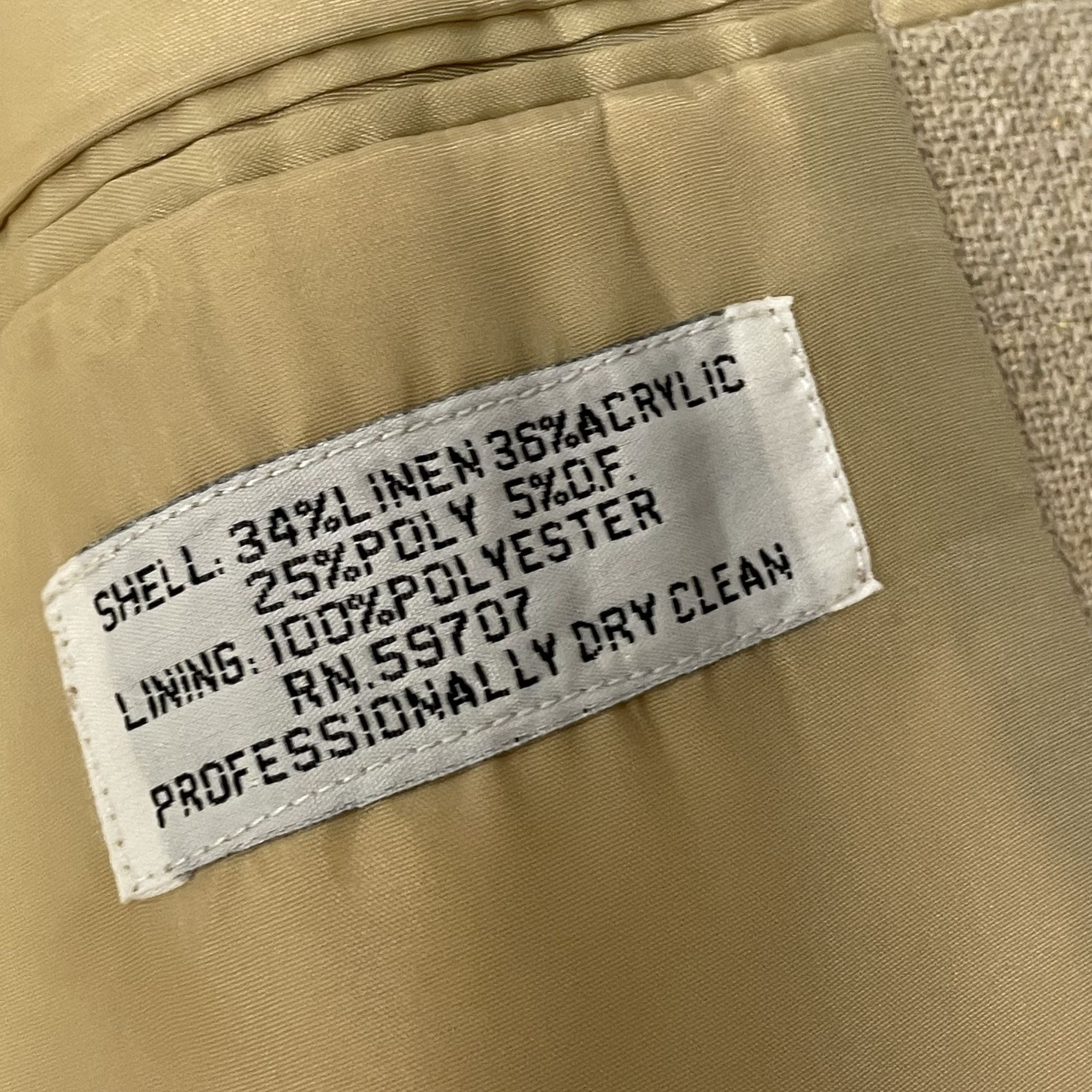Jordache Vtg Jordache BEIGE TROPICAL Sport Coat NATURAL Jacket Size 40L - 6 Thumbnail