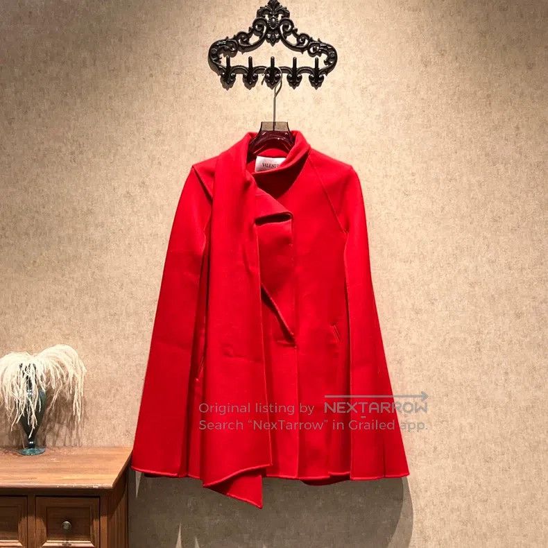 Valentino Valentino Red wool cape coat Size XXS / US 00 / IT 34 - 1 Thumbnail