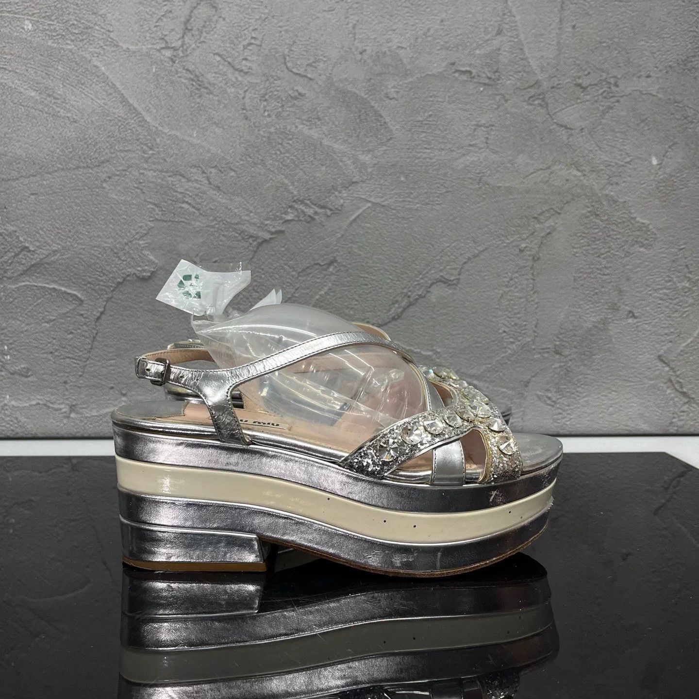Miu Miu MIU MIU Rhinestone Heeled Sandals 36 95 New Size US 5 / IT 35 - 3 Thumbnail