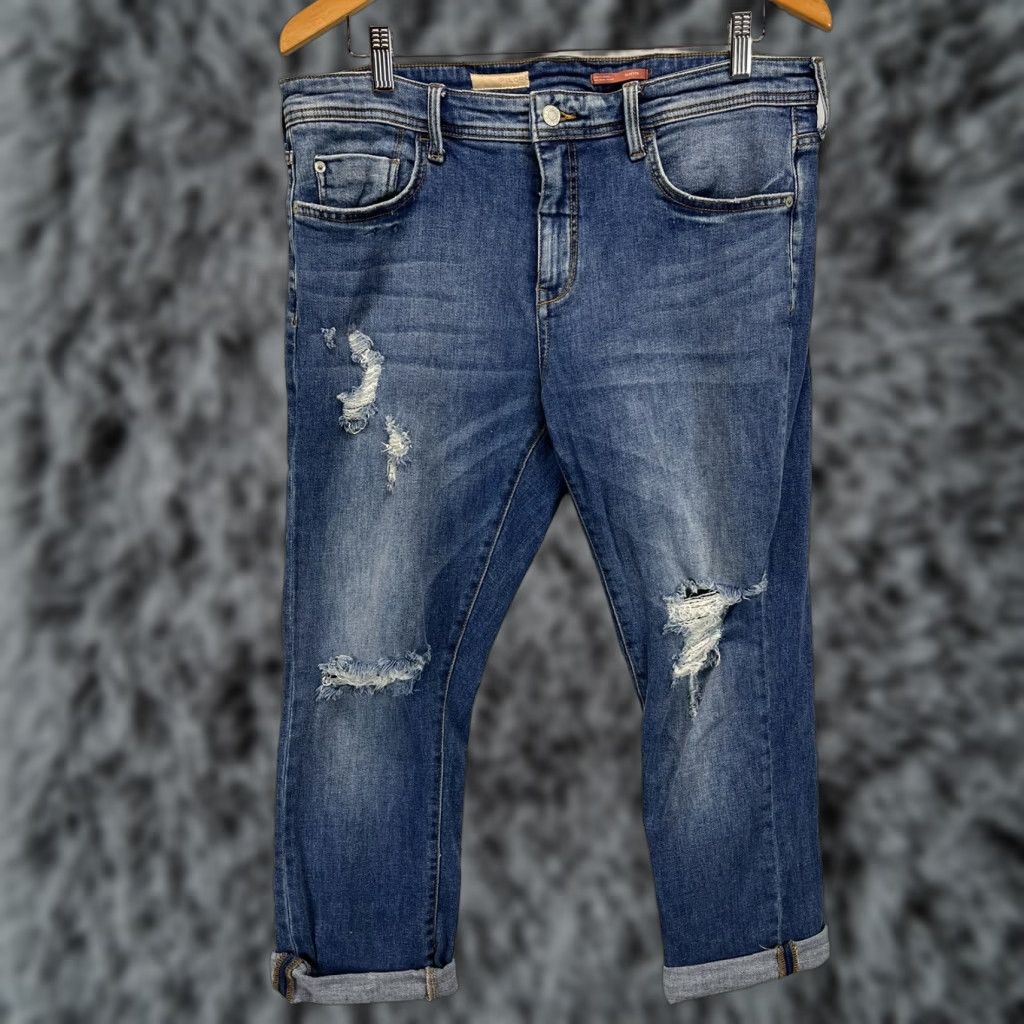 Vintage Anthropologie Pilcro Jeans Women 30P Blue Distressed Stretch Boyfriend Size 30" / US 8 / IT 44 - 1 Thumbnail