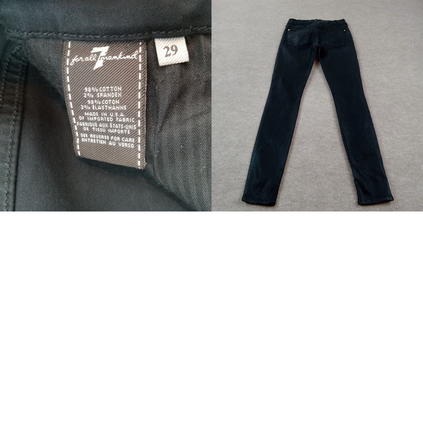 7 For All Mankind 7 For All Mankind Jeans Women Size 29 Black Skinny Stretch Denim 5-Pocket Inseam 31 Dark Size 29" - 8 Thumbnail
