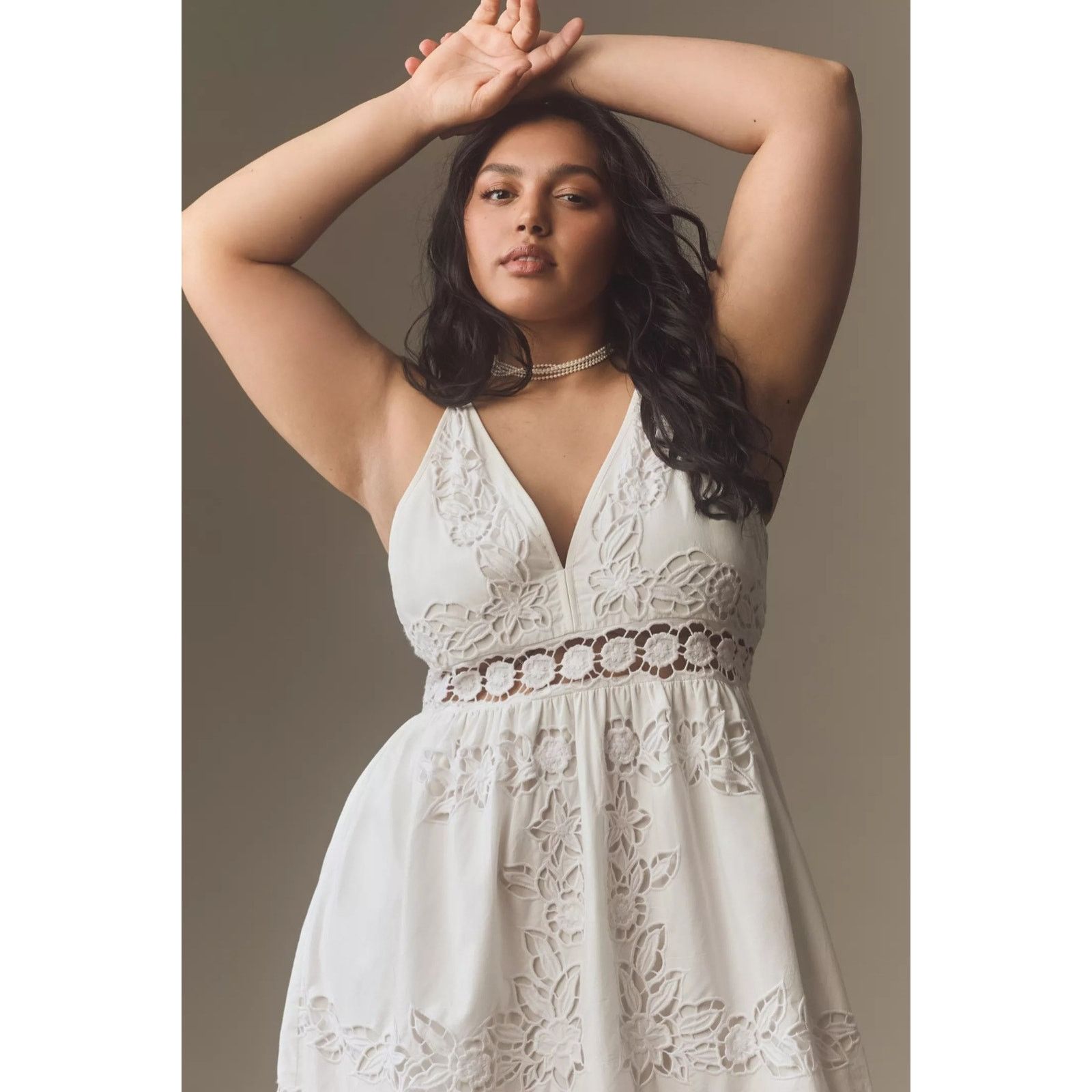 Anthropologie NWT Vineet Bahl V-Neck Floral Cutwork Midi Dress $278 SP Size S / US 4 / IT 40 - 6 Thumbnail