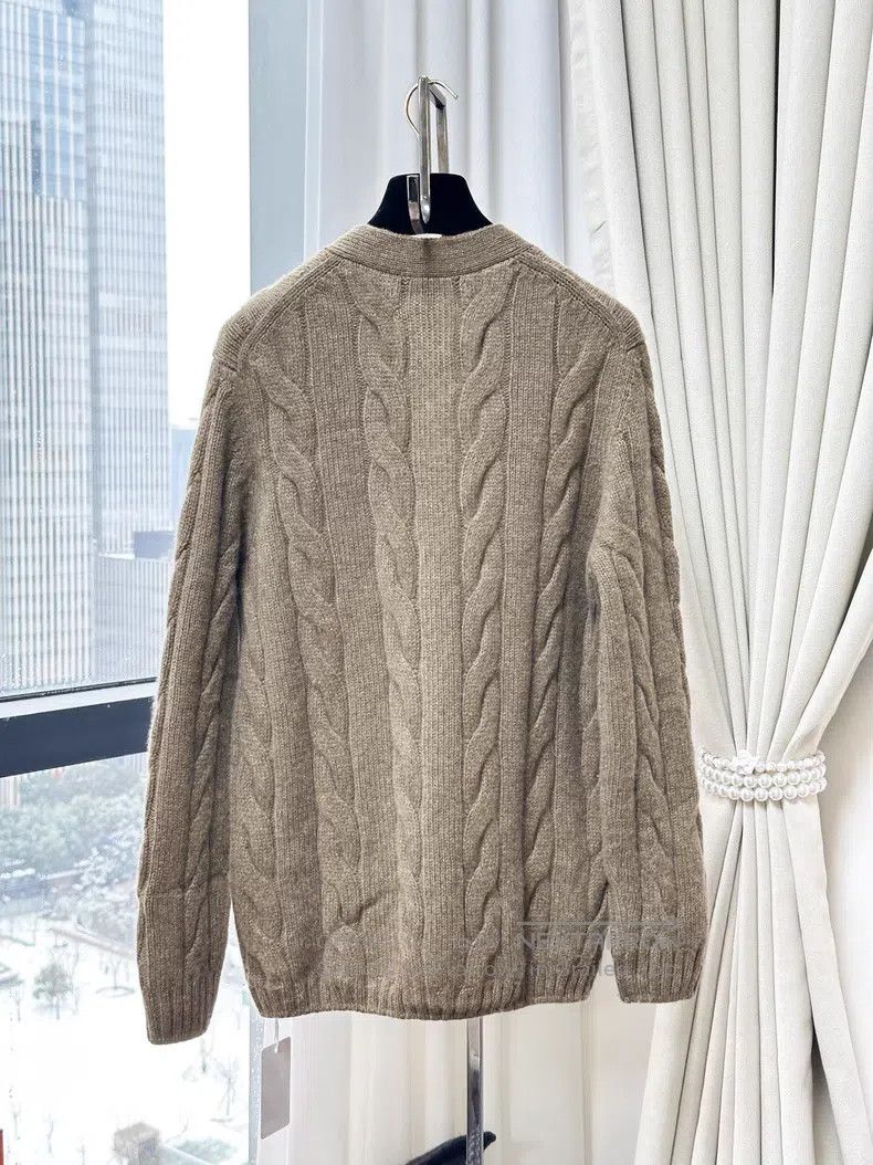 Loro Piana Loro Piana Khaki color textured cable knit sweater cardiga Size S / US 4 / IT 40 - 3 Thumbnail