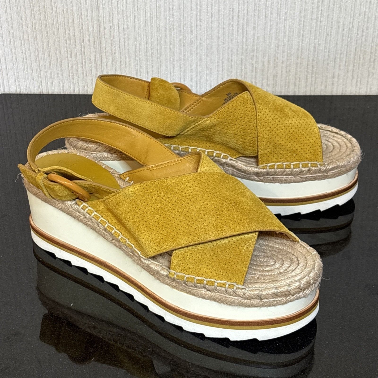 Marc Fisher Marc Fisher 9 Platform Yellow Suede Leather Slingback Espadr Size US 9 / IT 39 - 1 Thumbnail