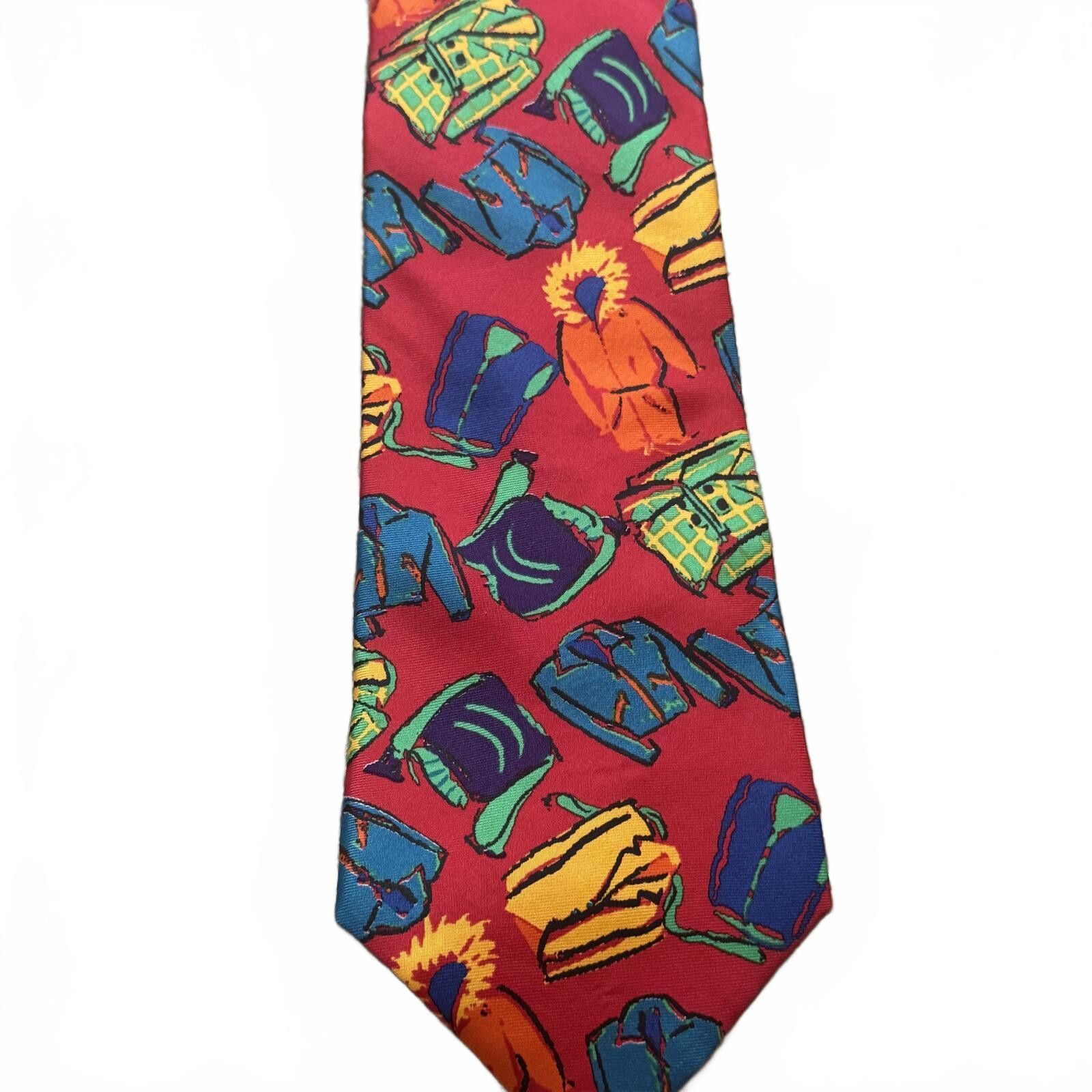 Gap GAP Red Tie with Colorful Jacket Pattern Size ONE SIZE - 1 Thumbnail